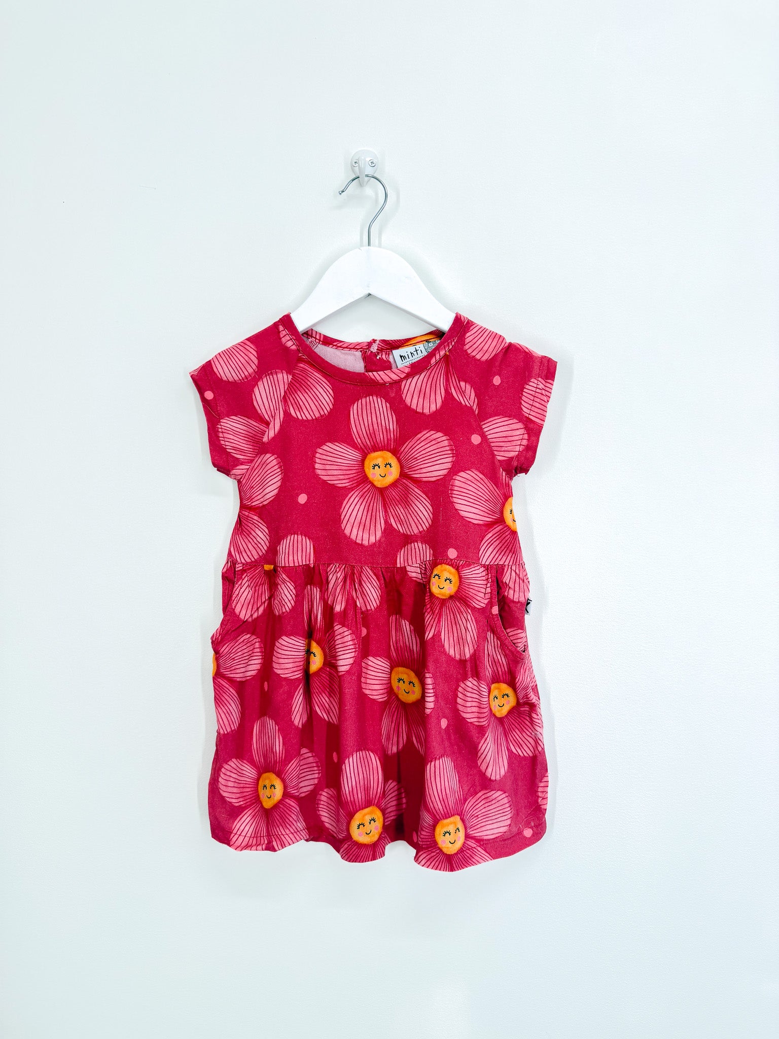 Minti painted flower woven dress (2y) - SECONDS
