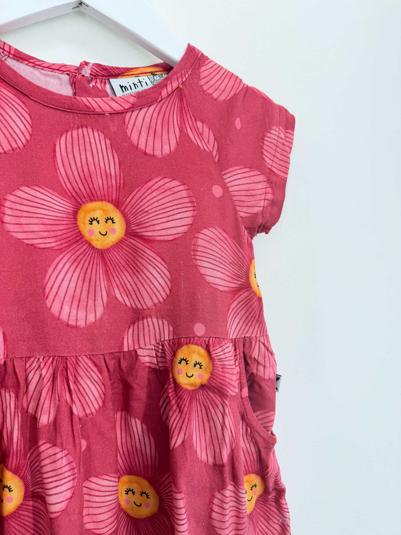 Minti painted flower woven dress (2y) - SECONDS