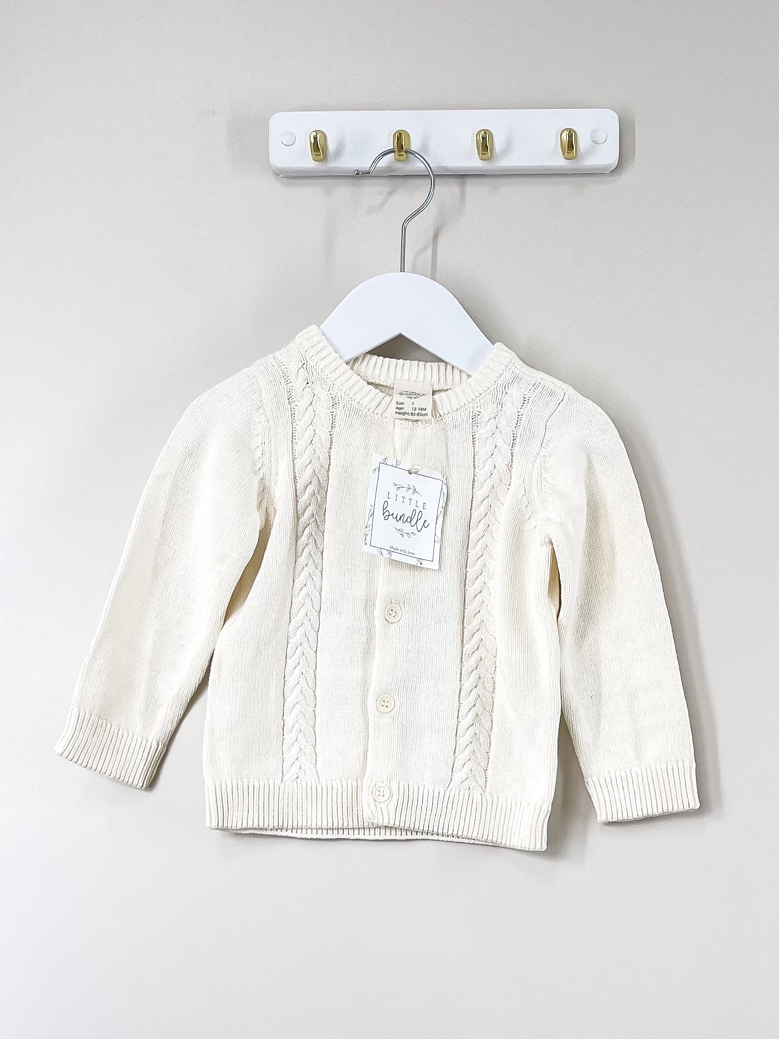 BNWT Little Bundle cable knit cardigan (12-18m)