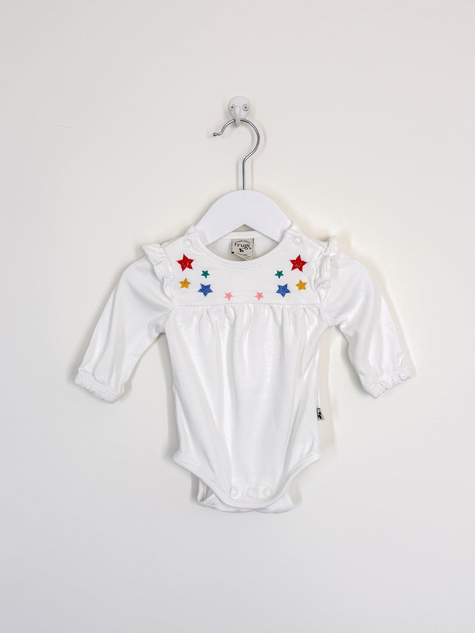 Frugi organic long sleeve star bodysuit (0-3m)