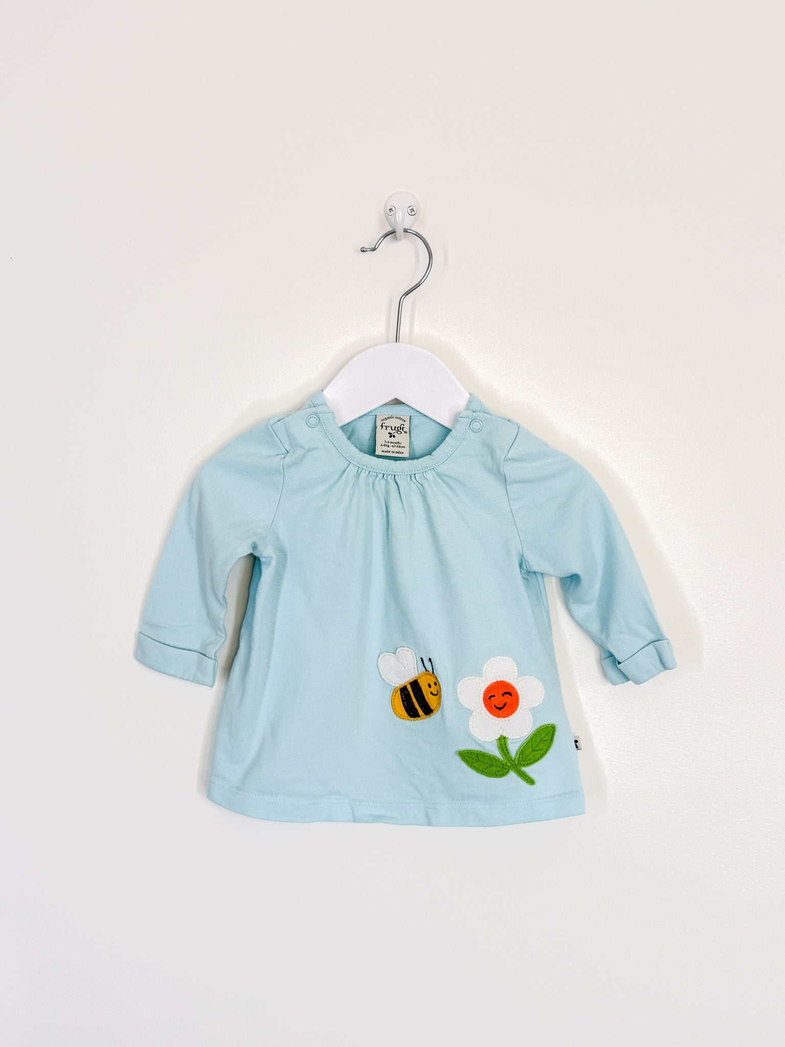 Frugi organic long sleeve bee top (3-6m)