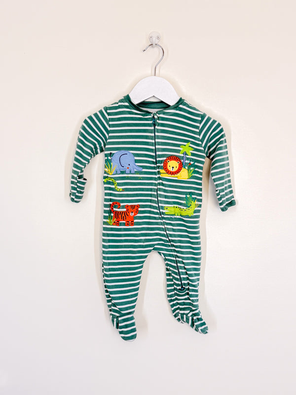 Jojo Maman Bebe animal stripe zipsuit (6-9m)