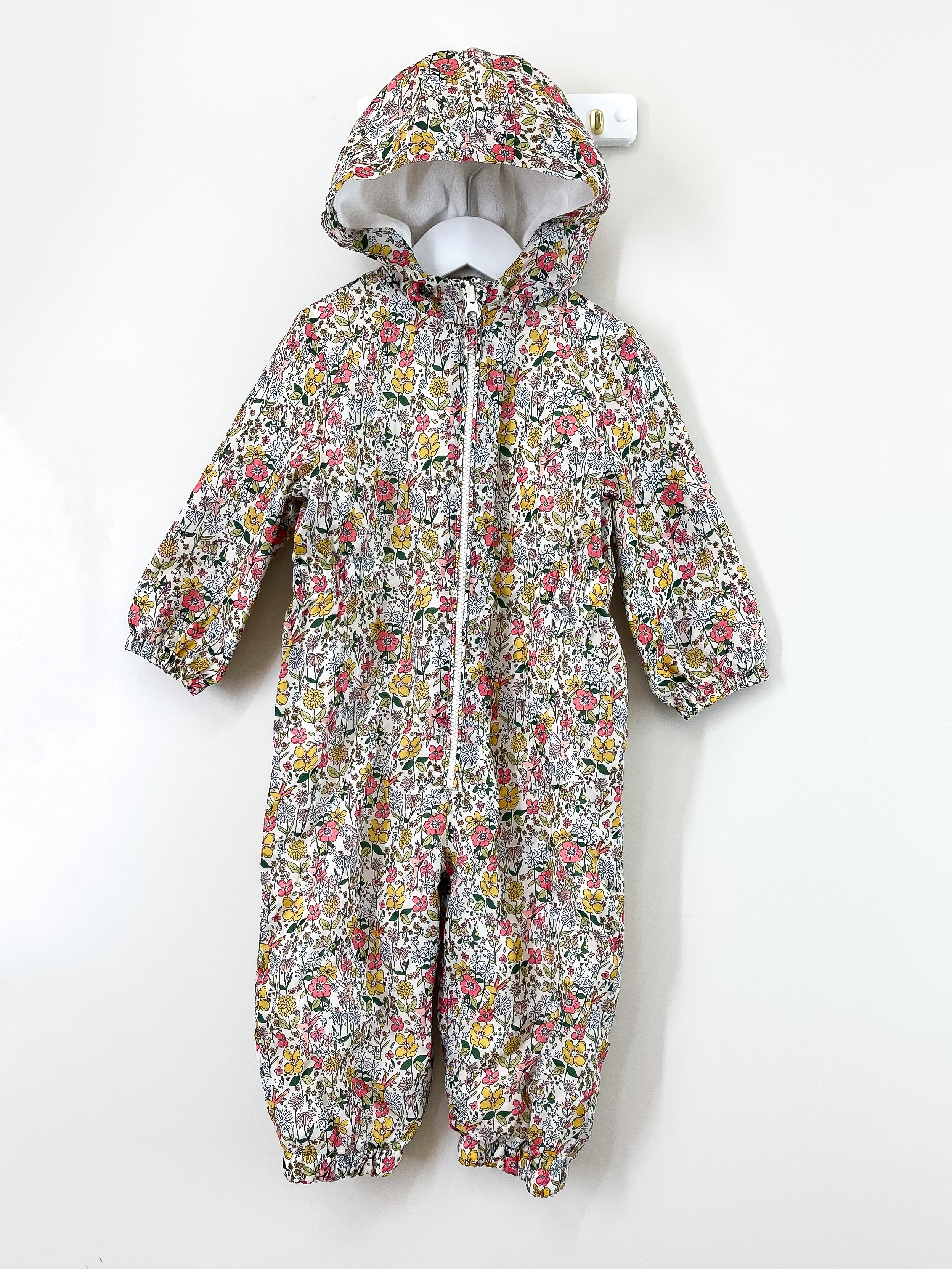 Tu fleece lined floral rain suit (18-24m)