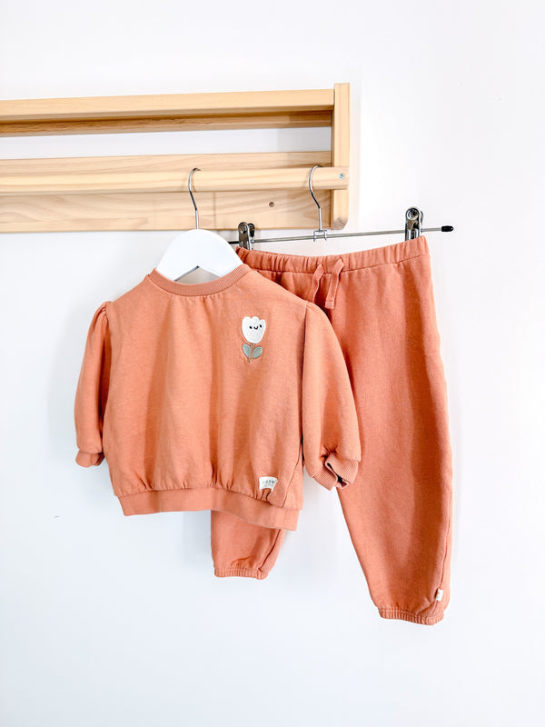 Next tulip fleece sweat set (12-18m)