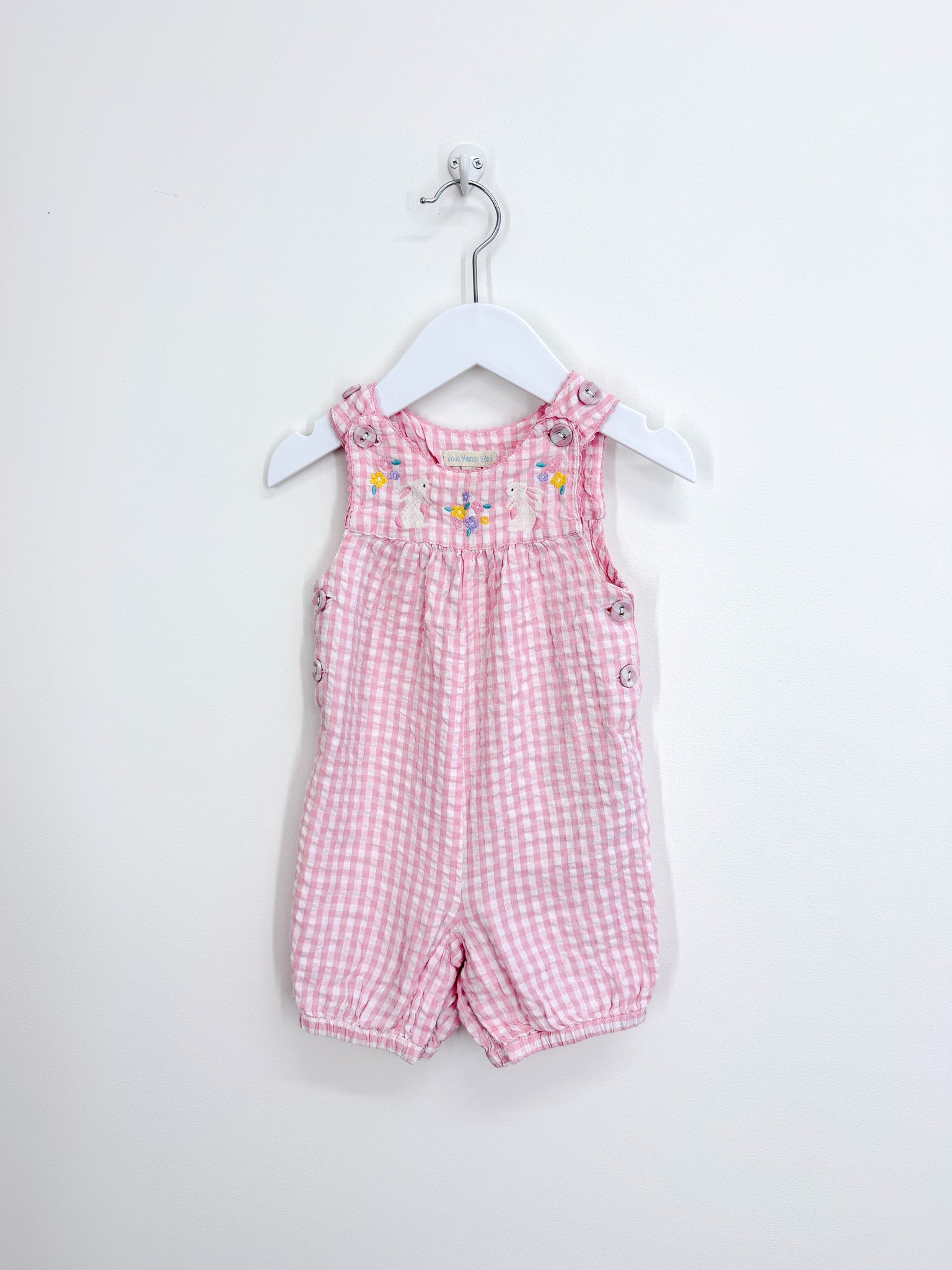 Jojo Maman Bebe seersucker gingham romper (6-12m)