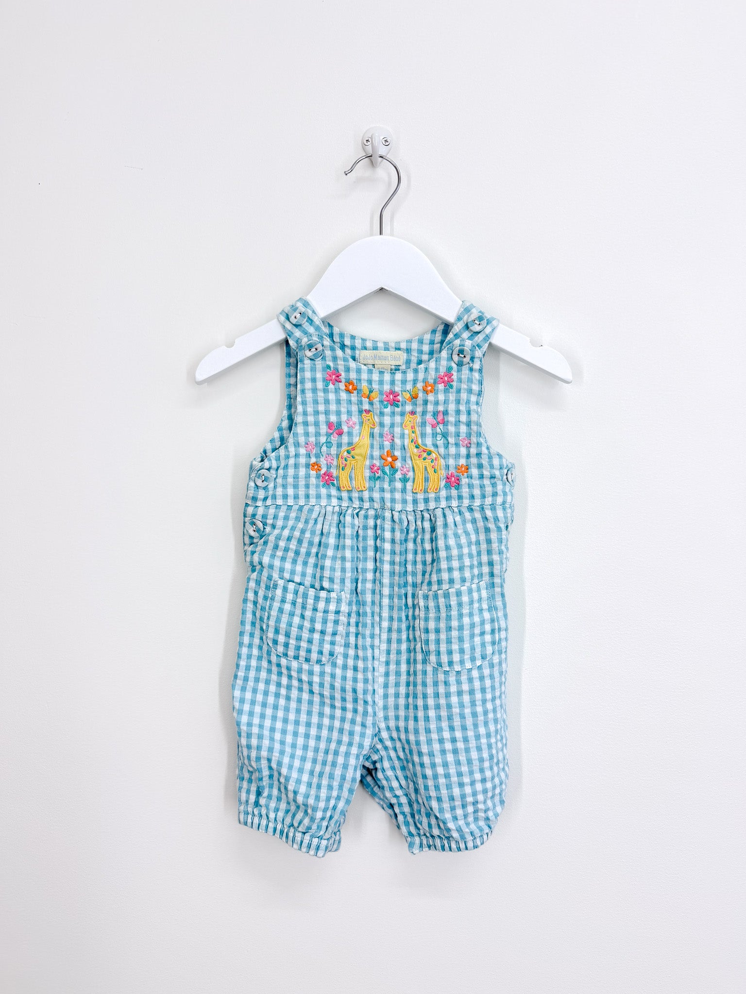 Jojo Maman Bebe seersucker gingham romper (6-12m)