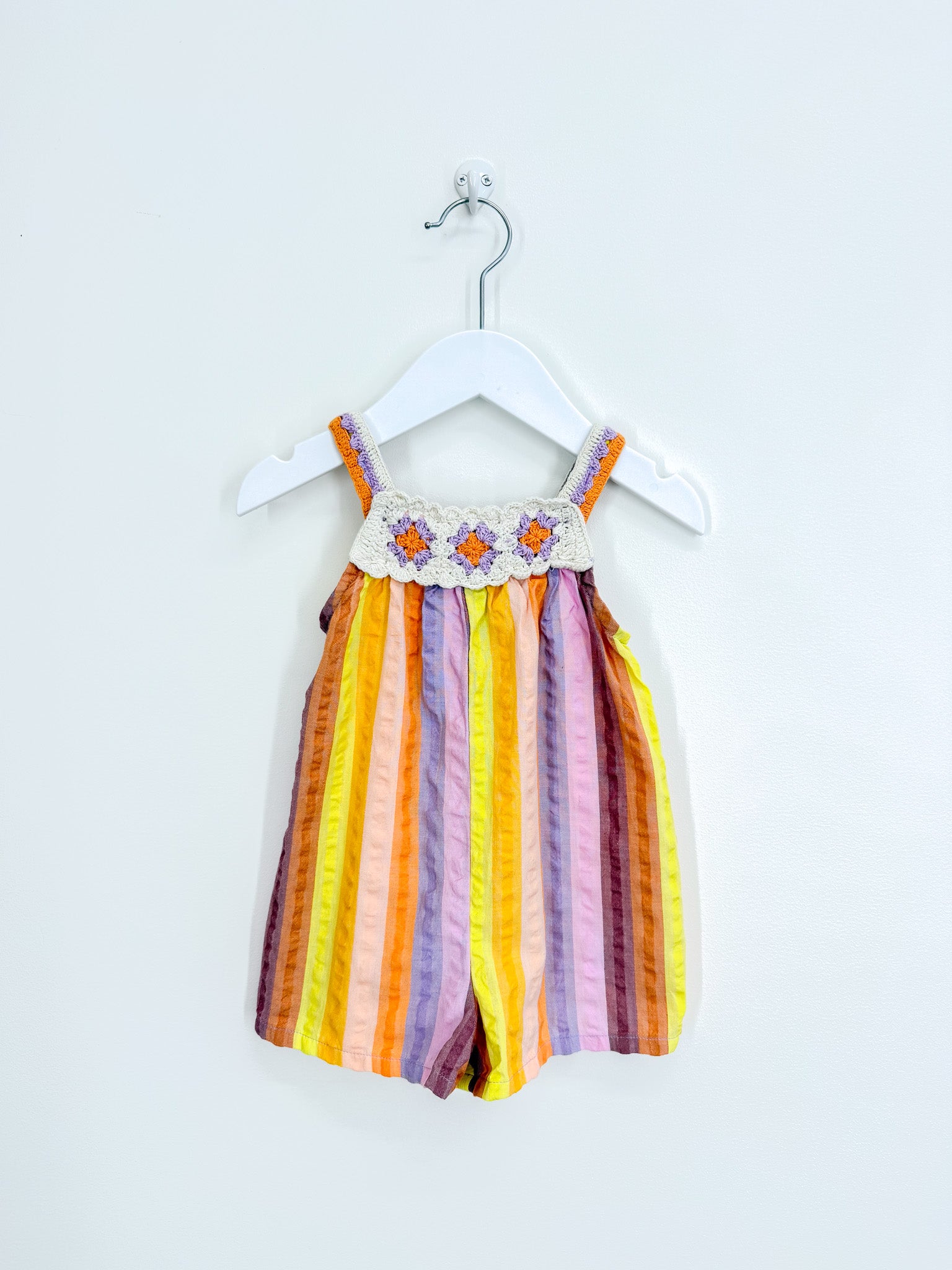 Next crochet retro striped playsuit (6-9m)