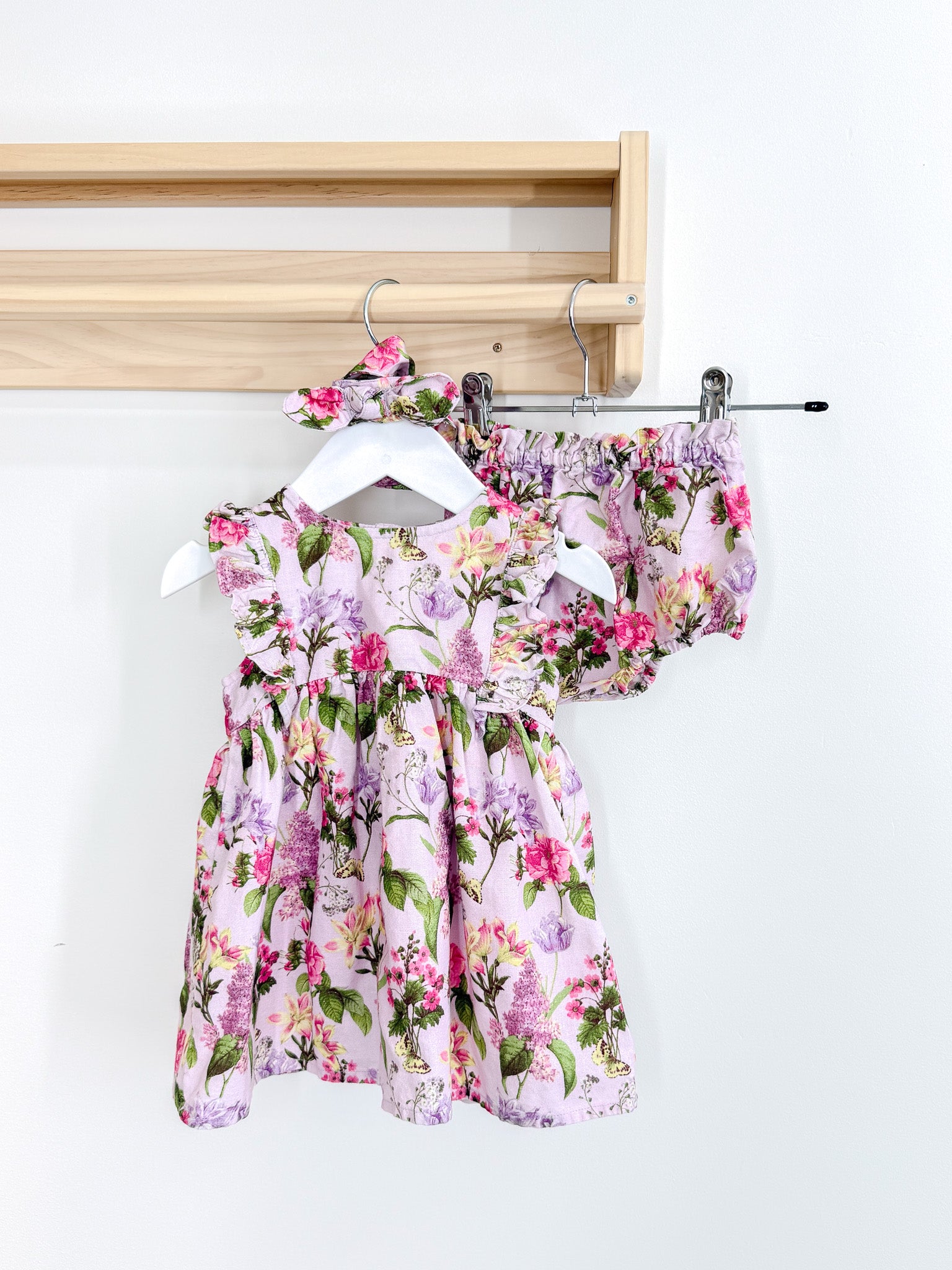 Tu floral dress, bloomers + headband set (6-9m)