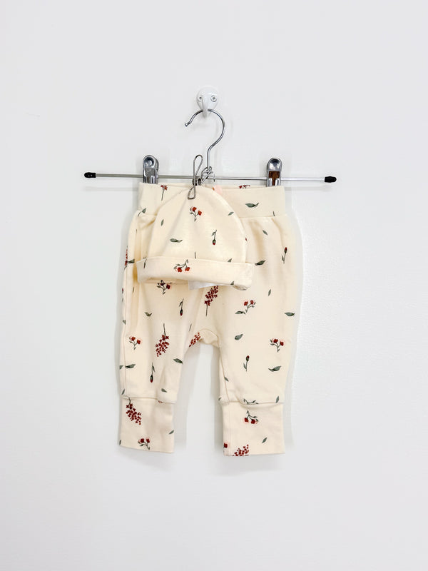 Little Bundle floral harem pants + beanie (newborn)