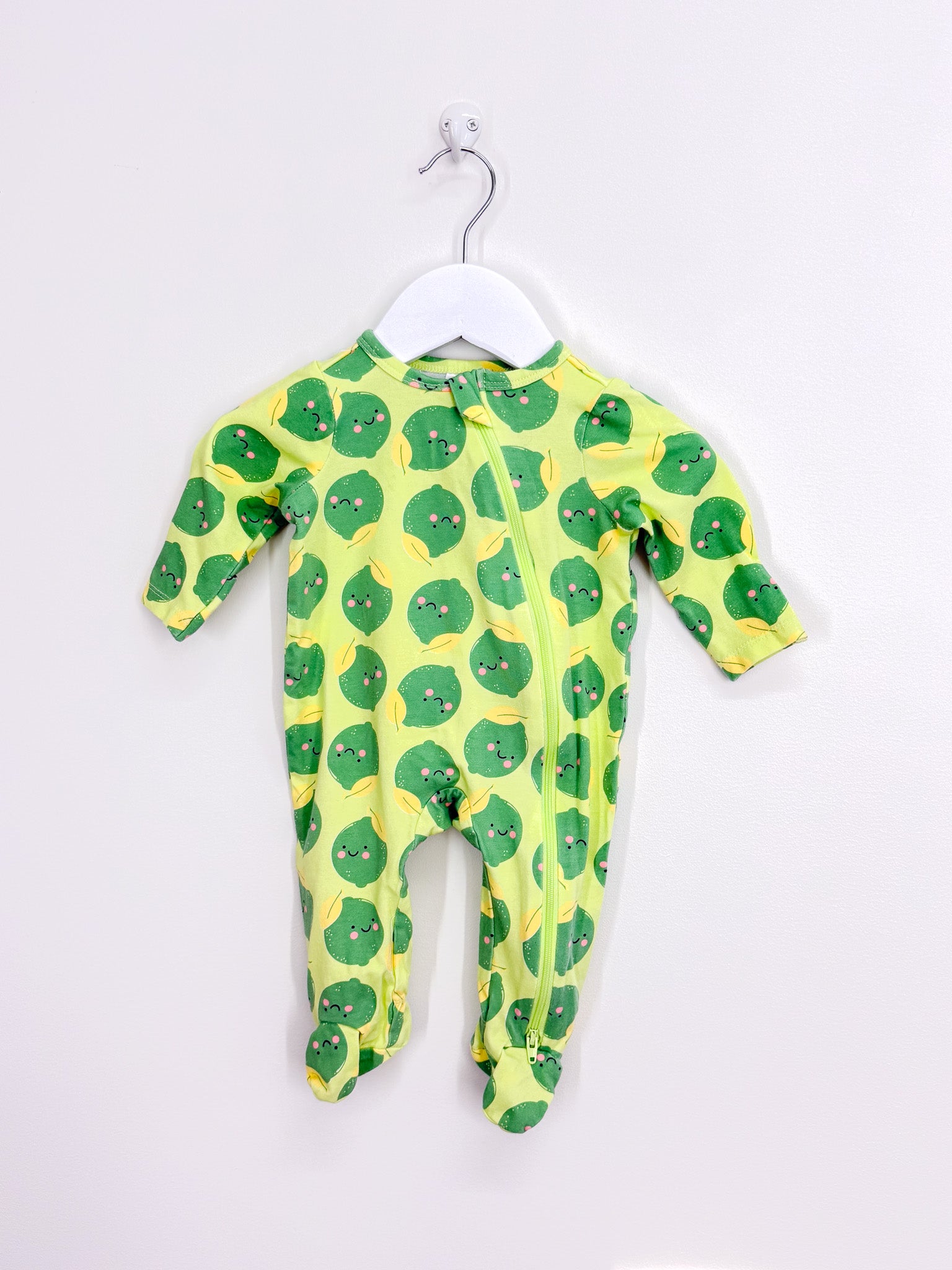 Teeny Weeny lime zipsuit (0-3m)