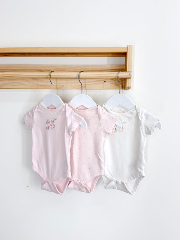 Next organic 3 pack bunny bodysuit bundle (0-3m)