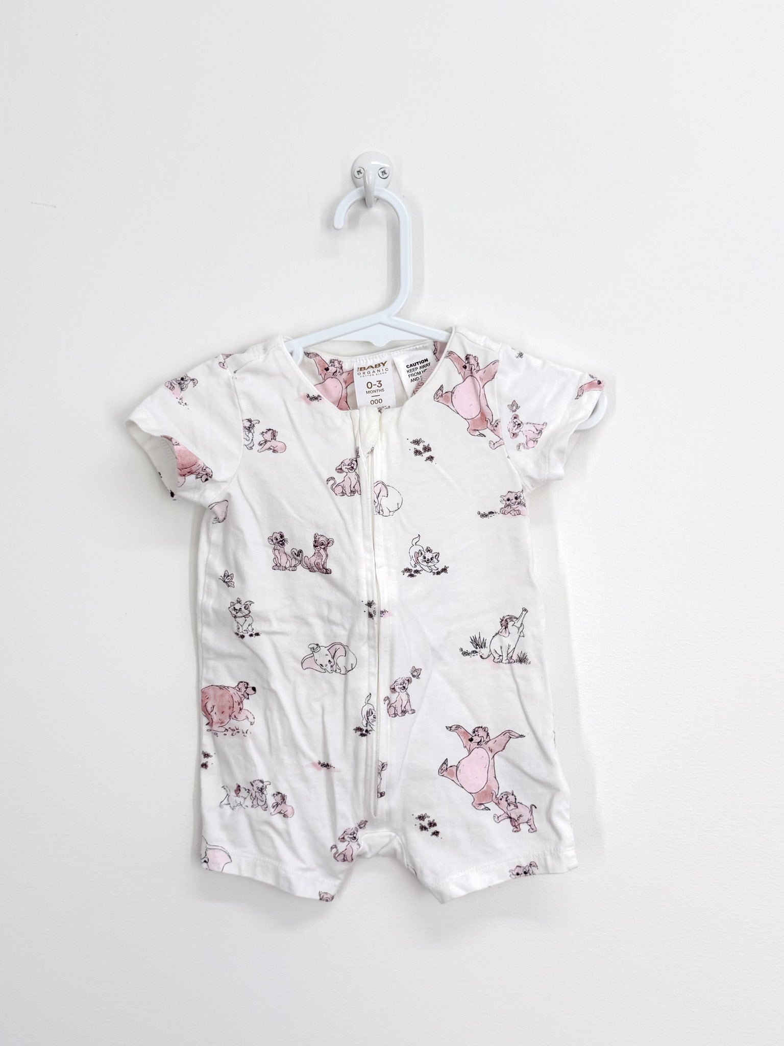 Cotton On Kids x Dumbo shortie zipsuit (0-3m) - SECONDS