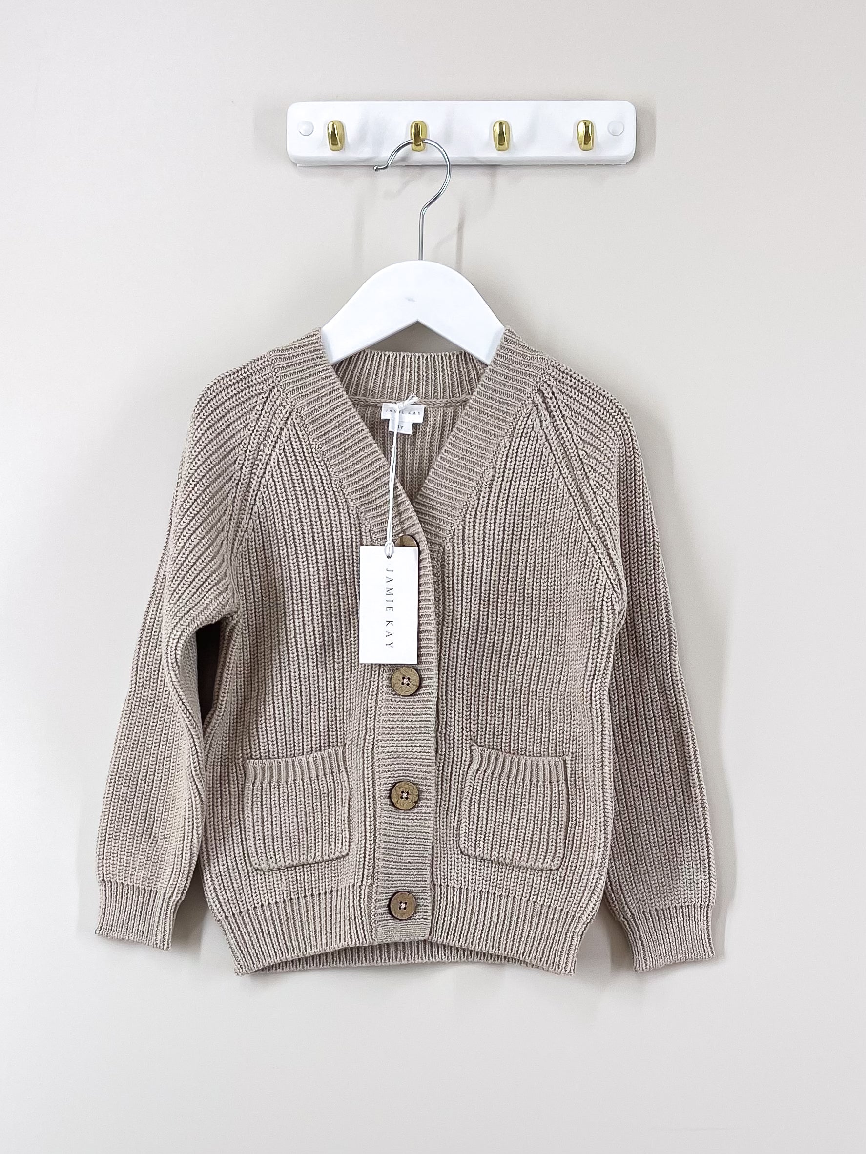 BNWT Jamie Kay arty knit cardigan - oat marle (4y)