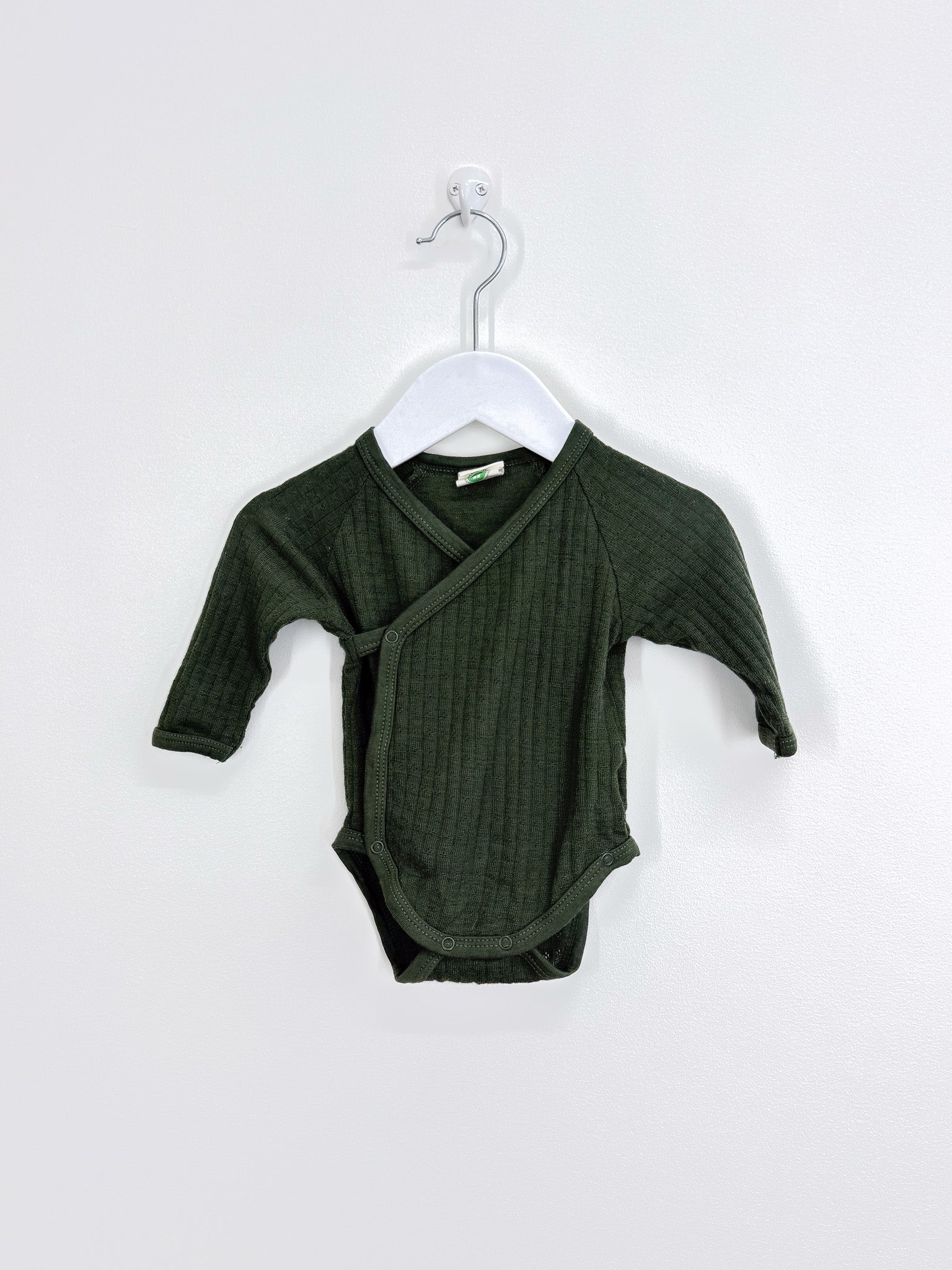 Nature Baby merino pointelle kimono bodysuit (0-3m)