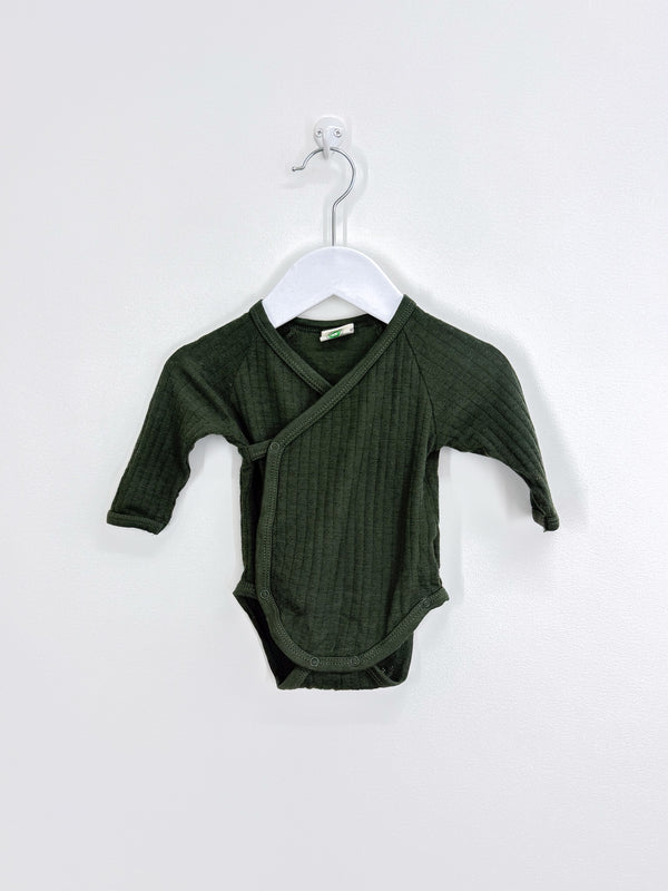 Nature Baby merino pointelle kimono bodysuit (0-3m)