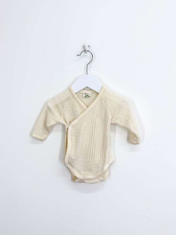 Nature Baby merino pointelle kimono bodysuit (0-3m)