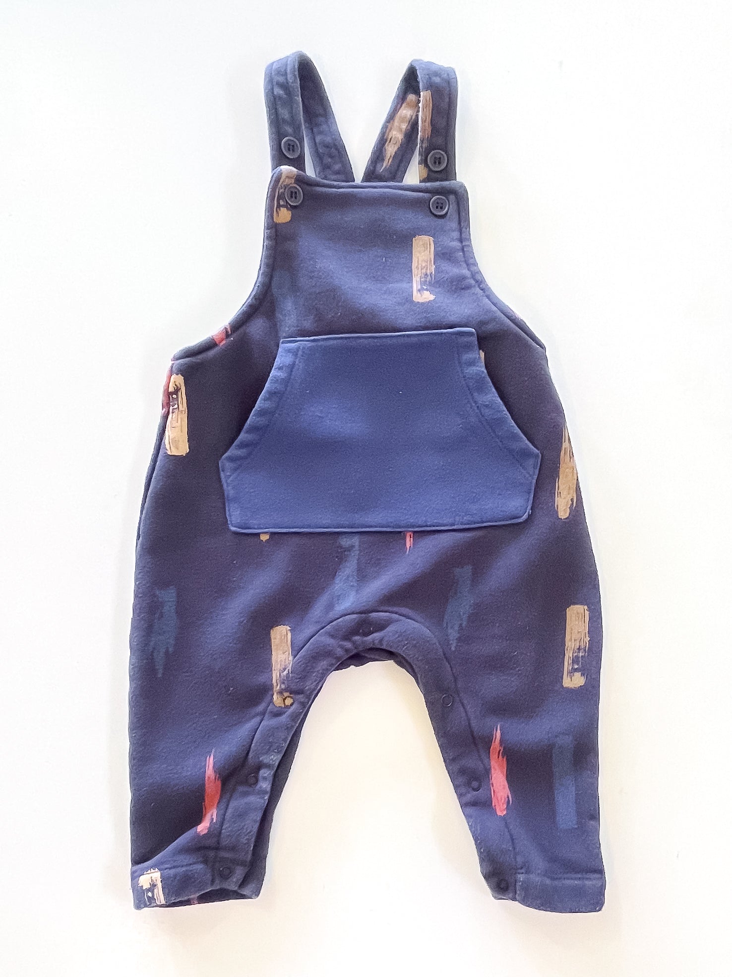 Teeny Weeny brush stroke soft cotton overalls (3-6m)