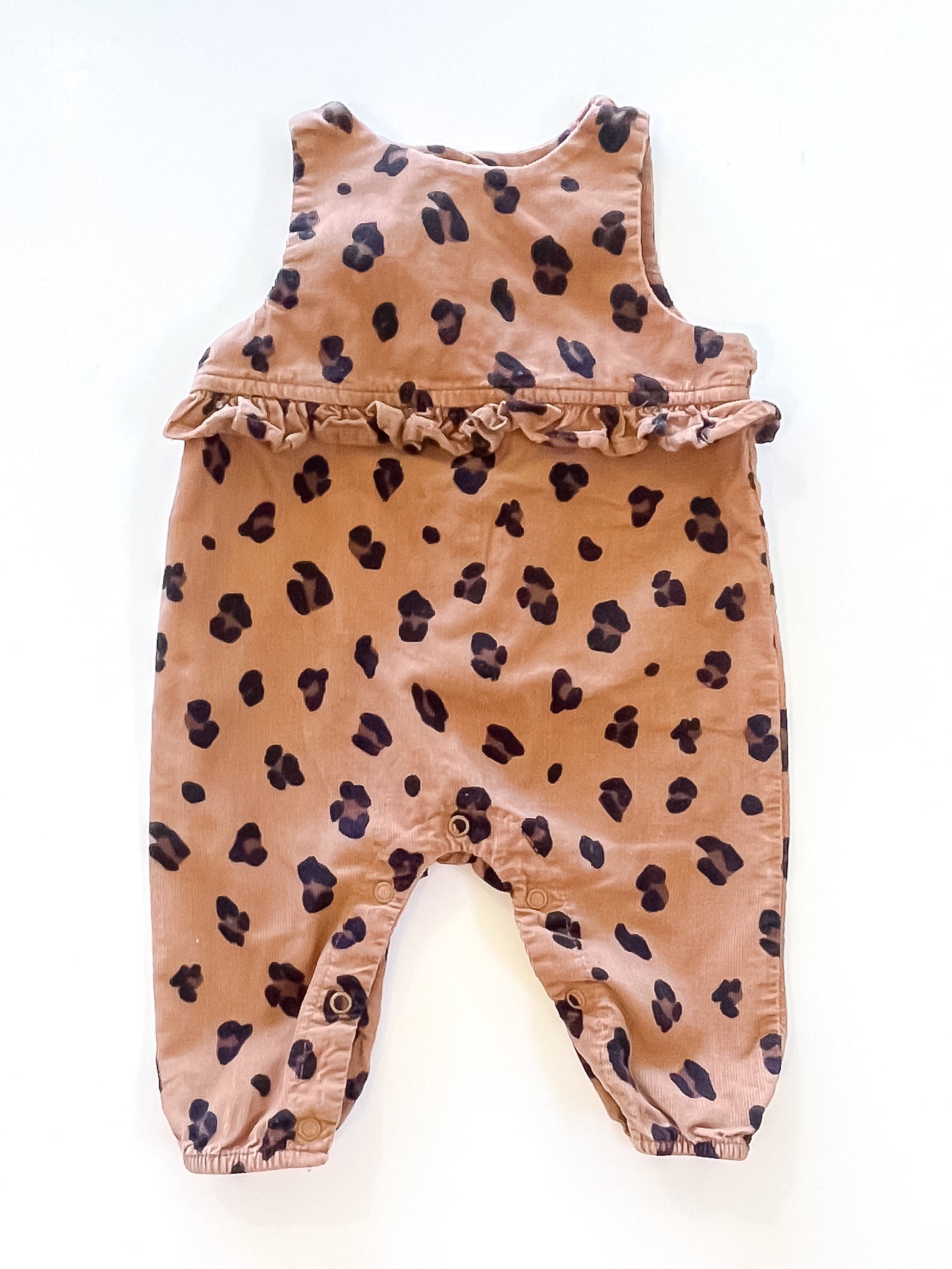 Teeny Weeny pincord leopard romper (3-6m)