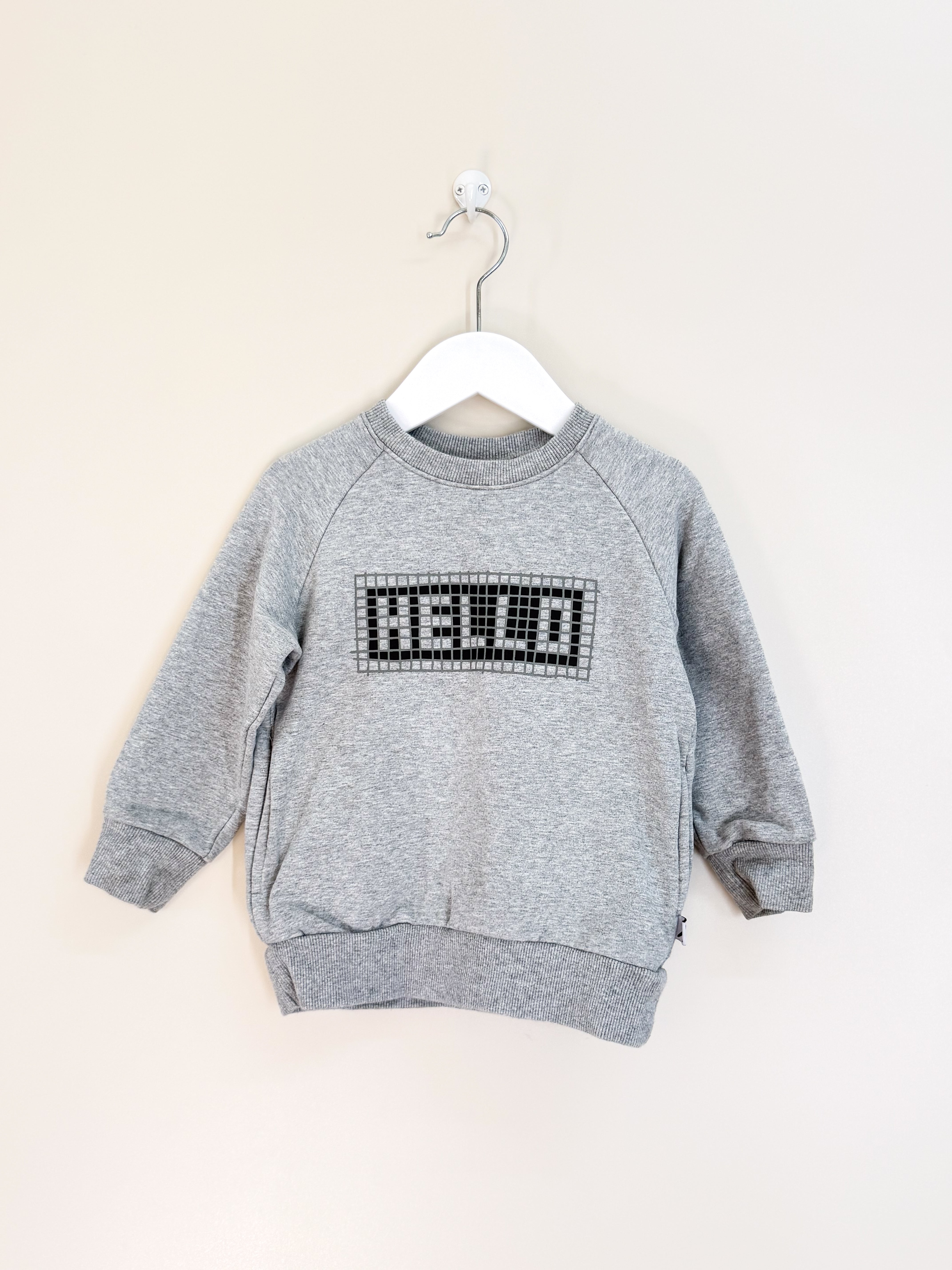 Minti hello grid furry crew sweatshirt (2y)