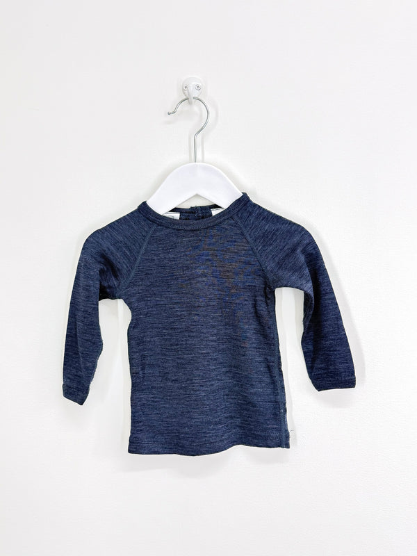 Teeny Weeny merino long sleeve tee - denim marle (3-6m)