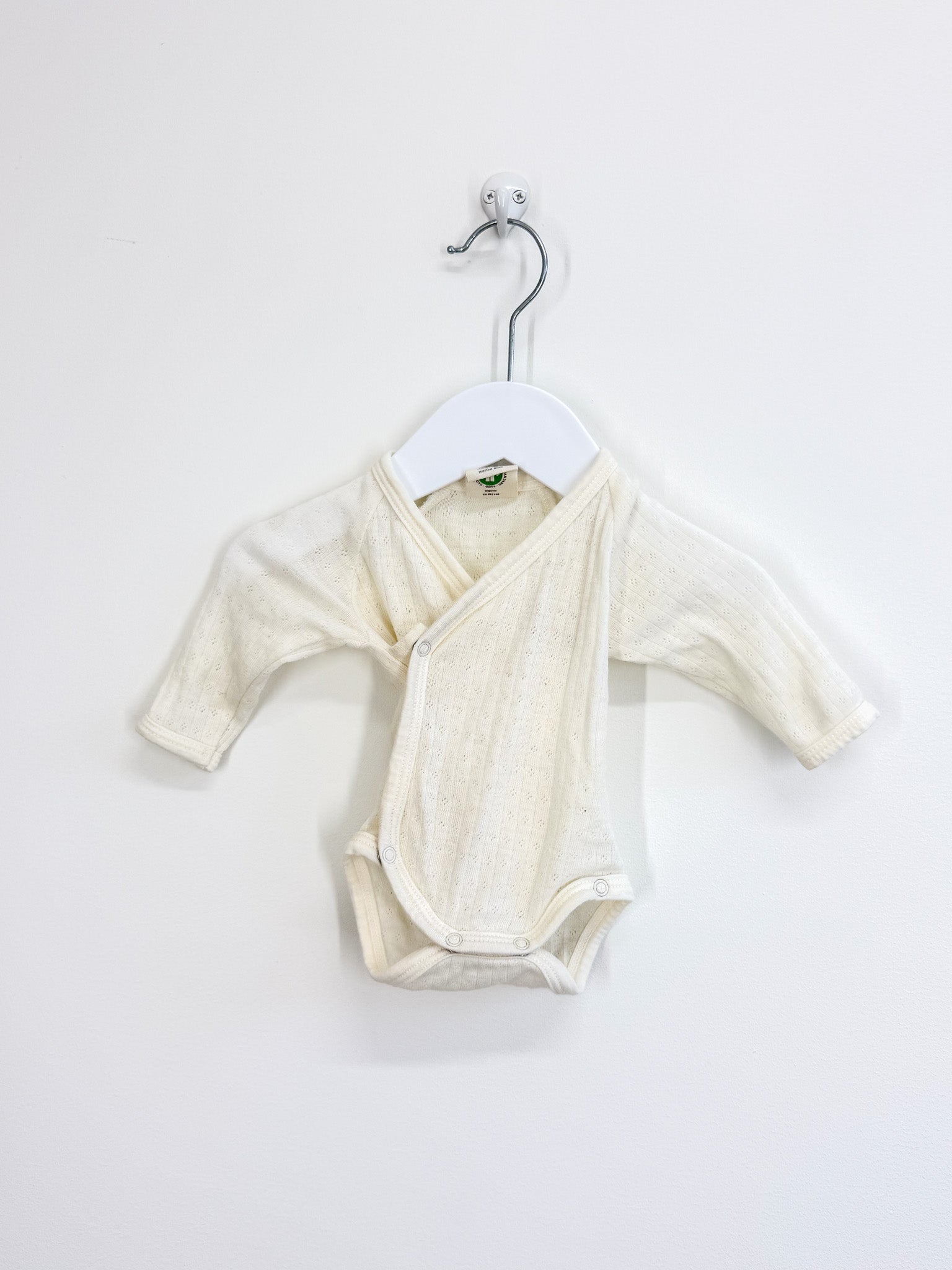Nature Baby merino pointelle kimono bodysuit - natural (newborn)