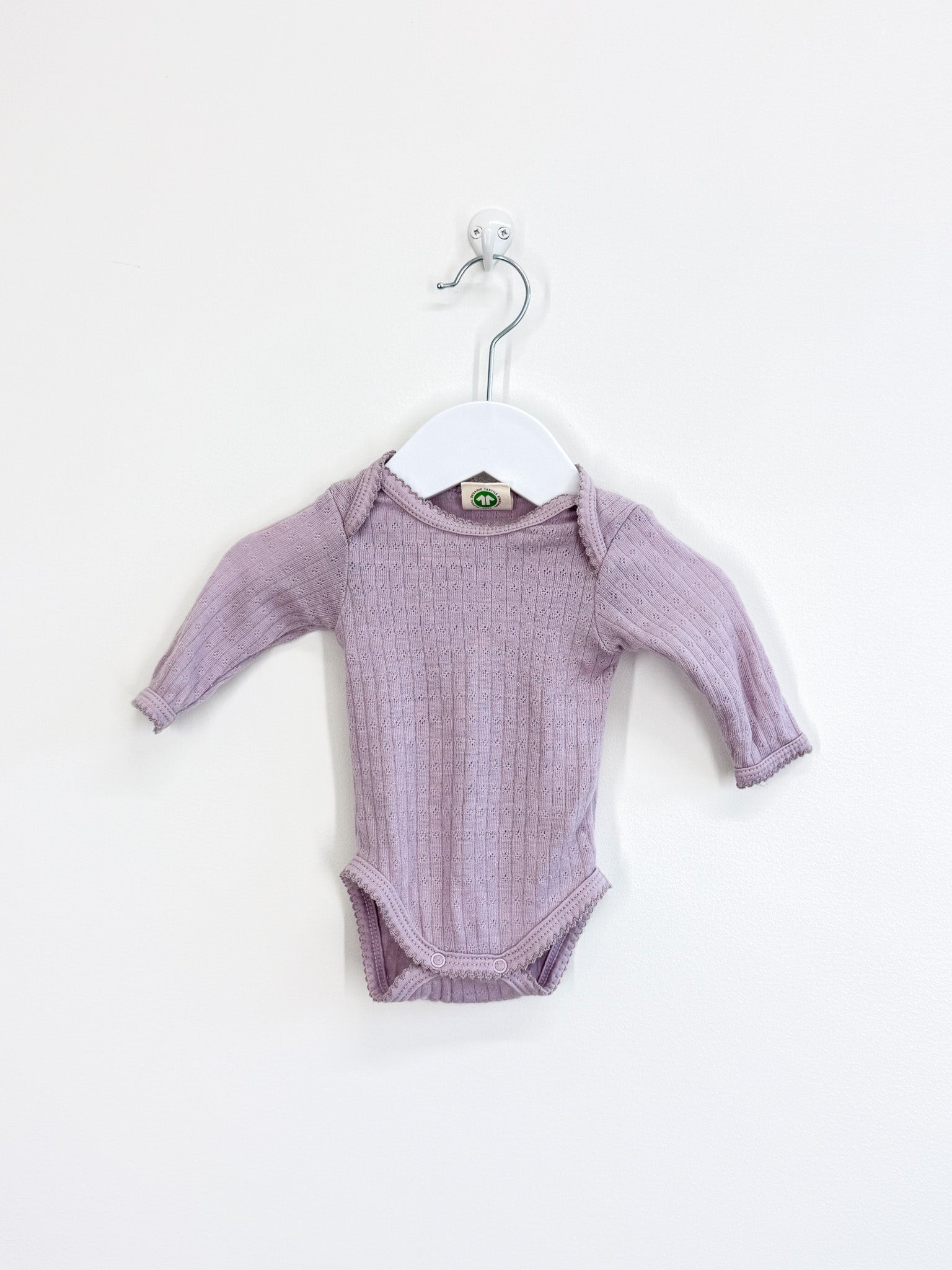 Nature Baby merino pointelle bodysuit - lilac (newborn)