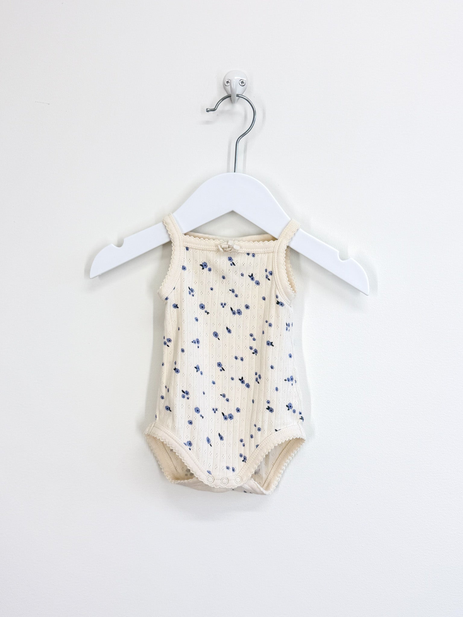 Nature Baby organic pointelle camisole singletsuit - daisy print (0-3m)