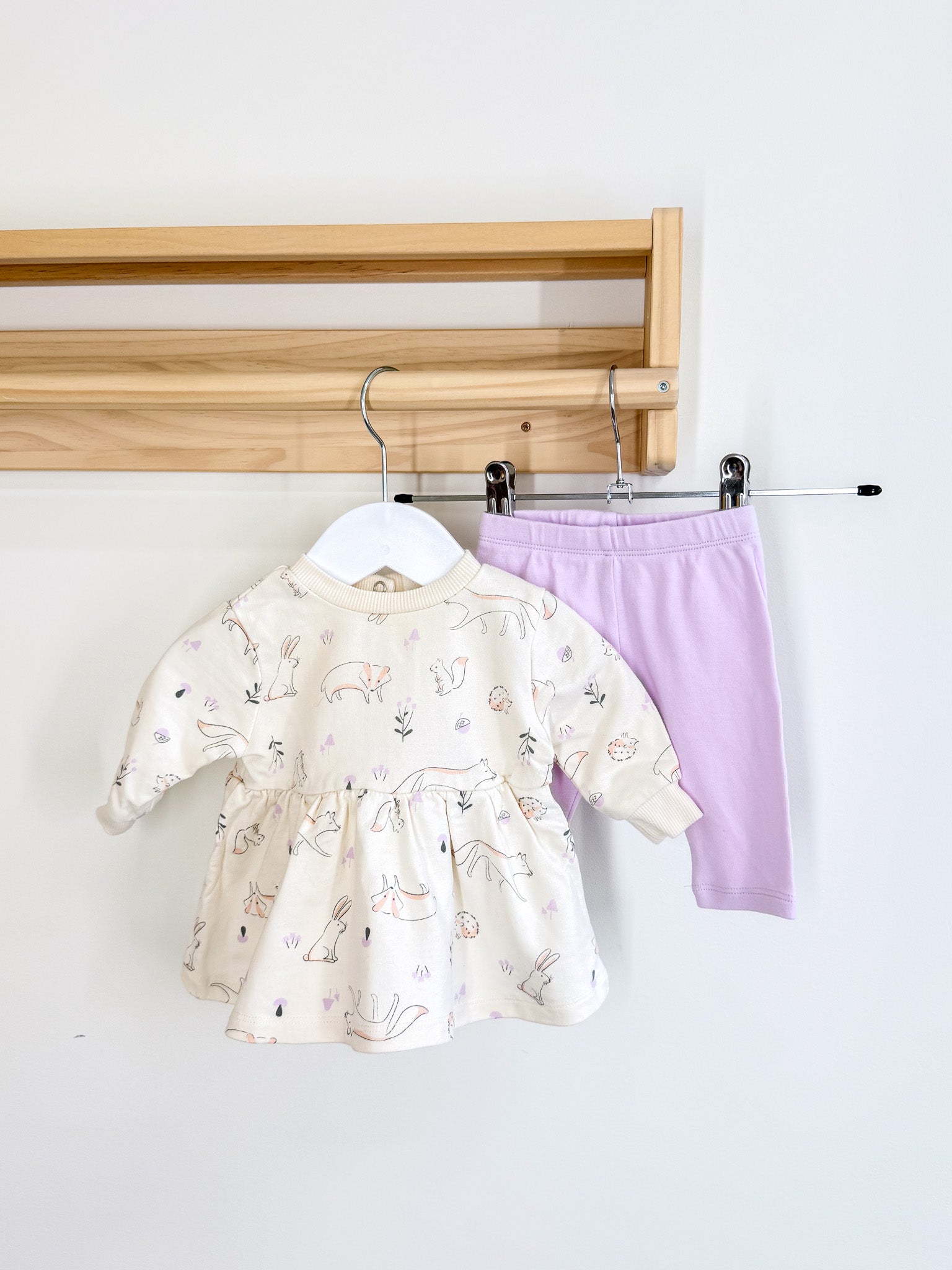 Little Bundle forest friends dress + leggings set (newborn)