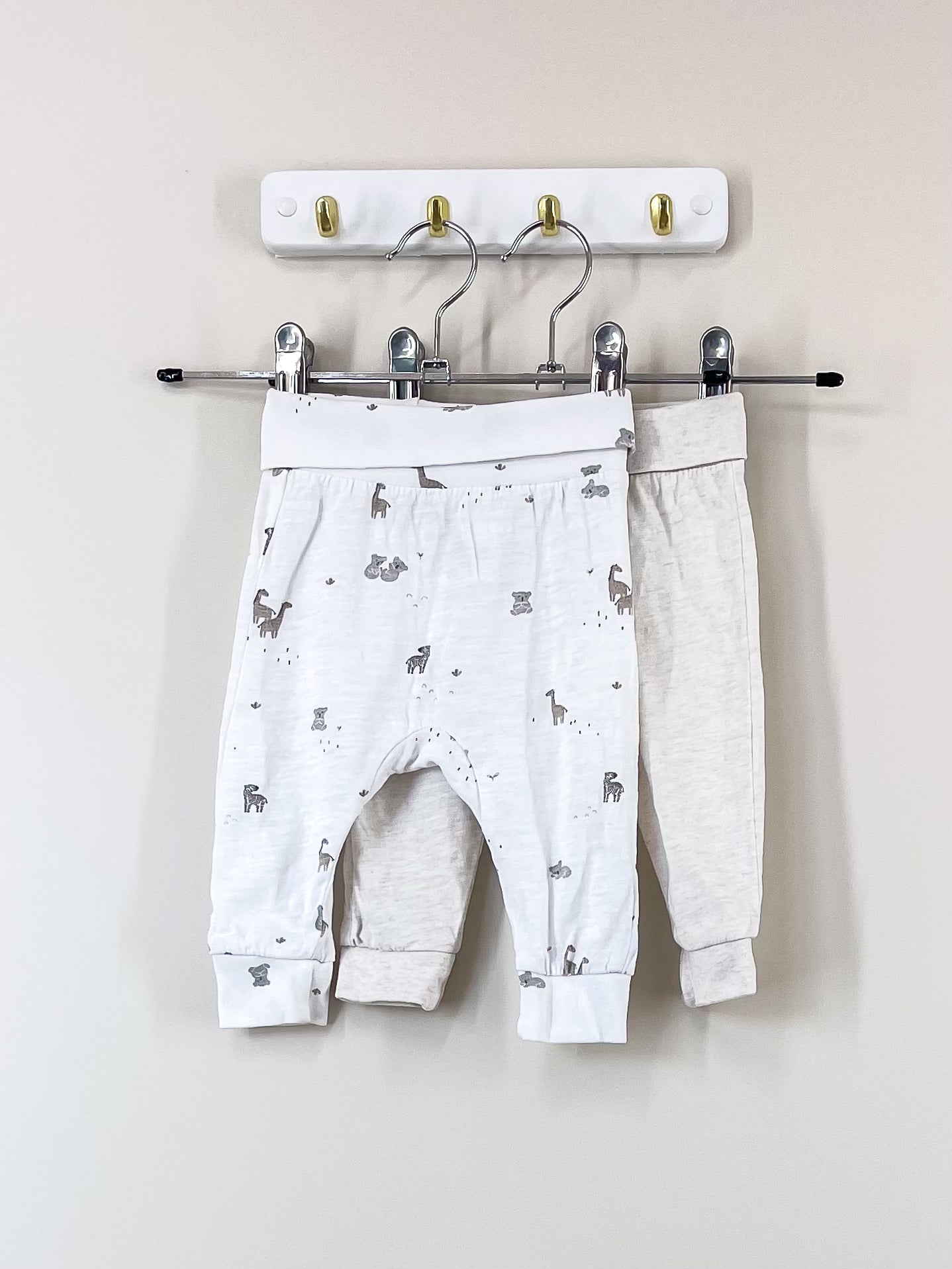 H&M organic 2 pack fold over pants bundle (0-3m)