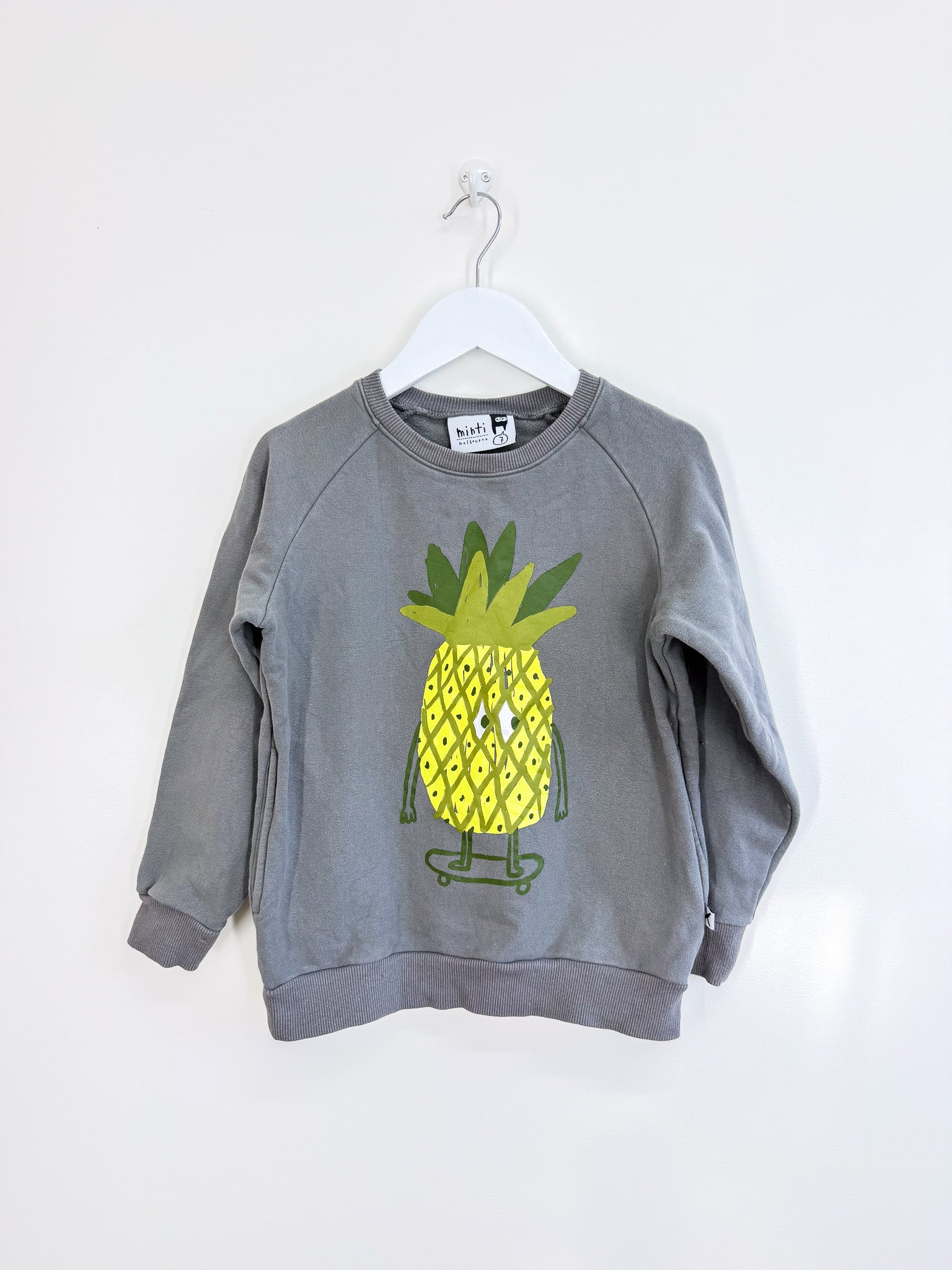 Minti pineapple furry crew sweatshirt (7y]
