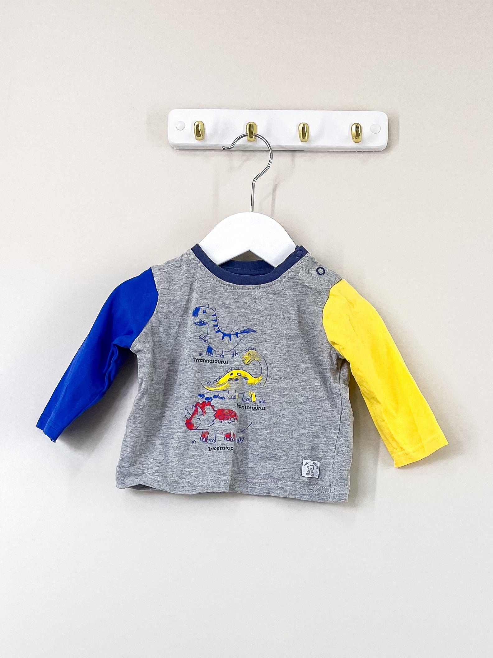 Teeny Weeny dino colour block tee (3-6m)