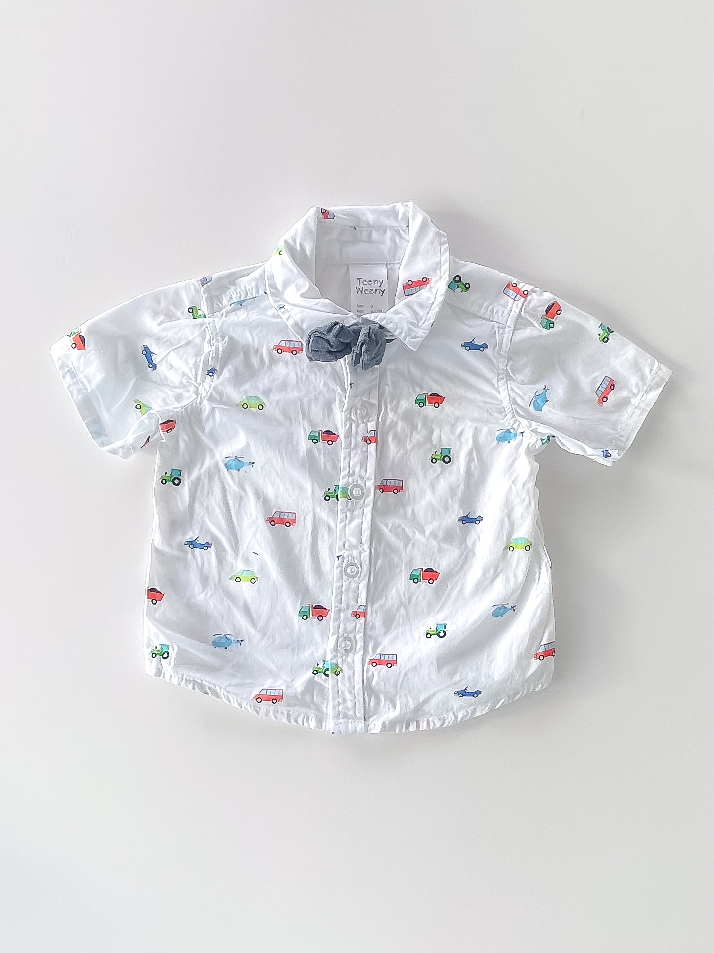 Teeny Weeny vehicles bow tie shirt (6-12m)