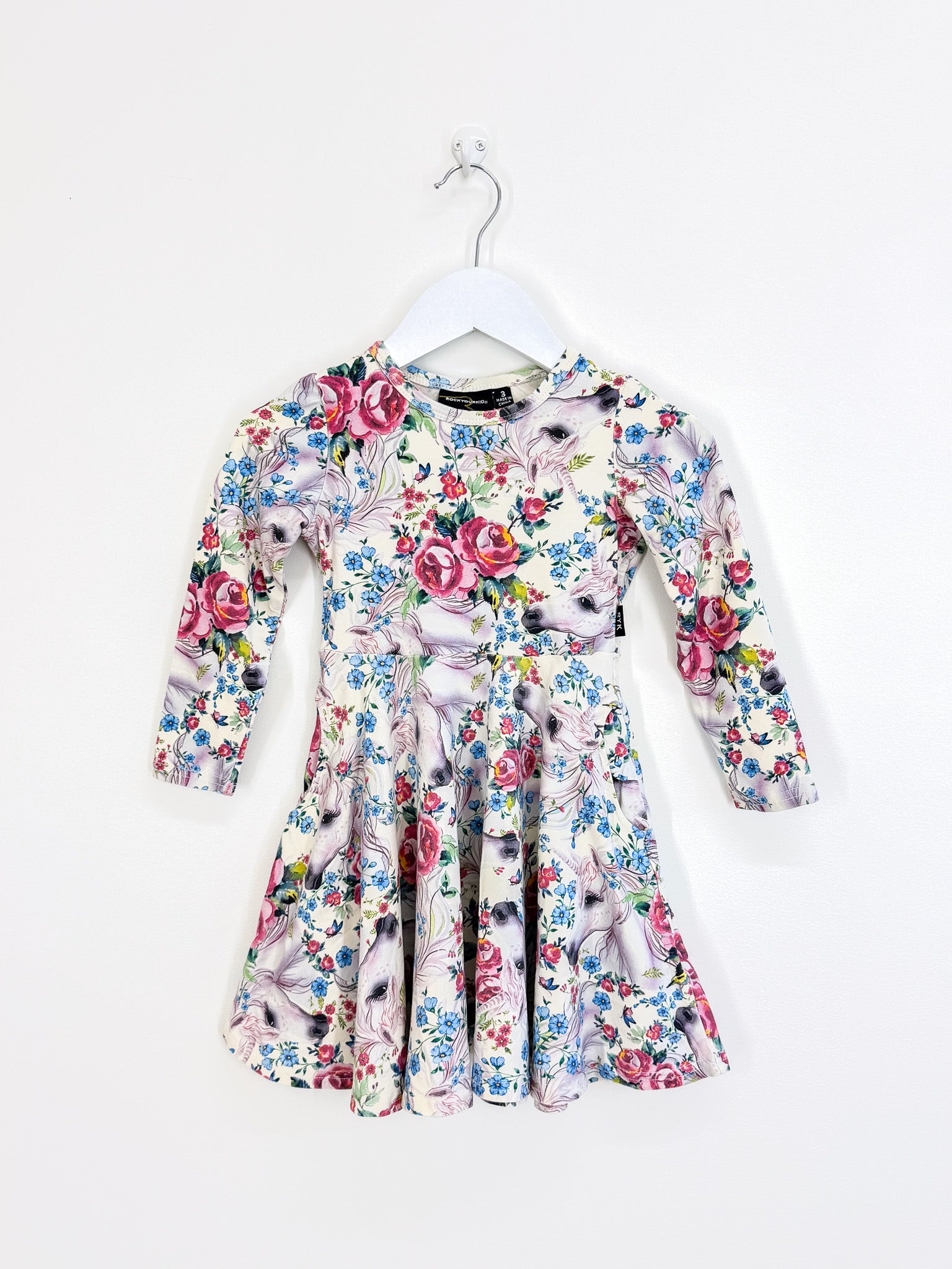 Rock Your Kid unicorn lullaby waisted dress (3y)