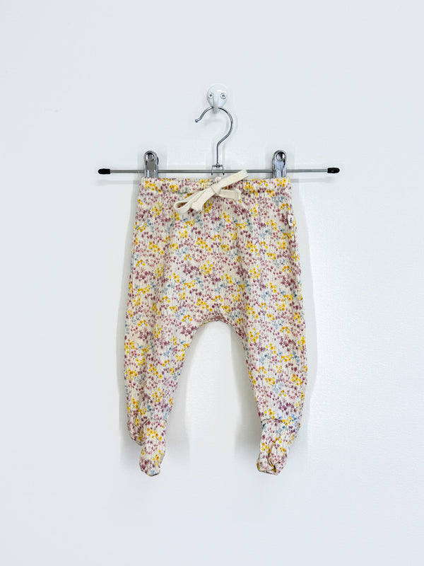 Nature Baby merino footed drawstring pants - wildflower (0-3m)