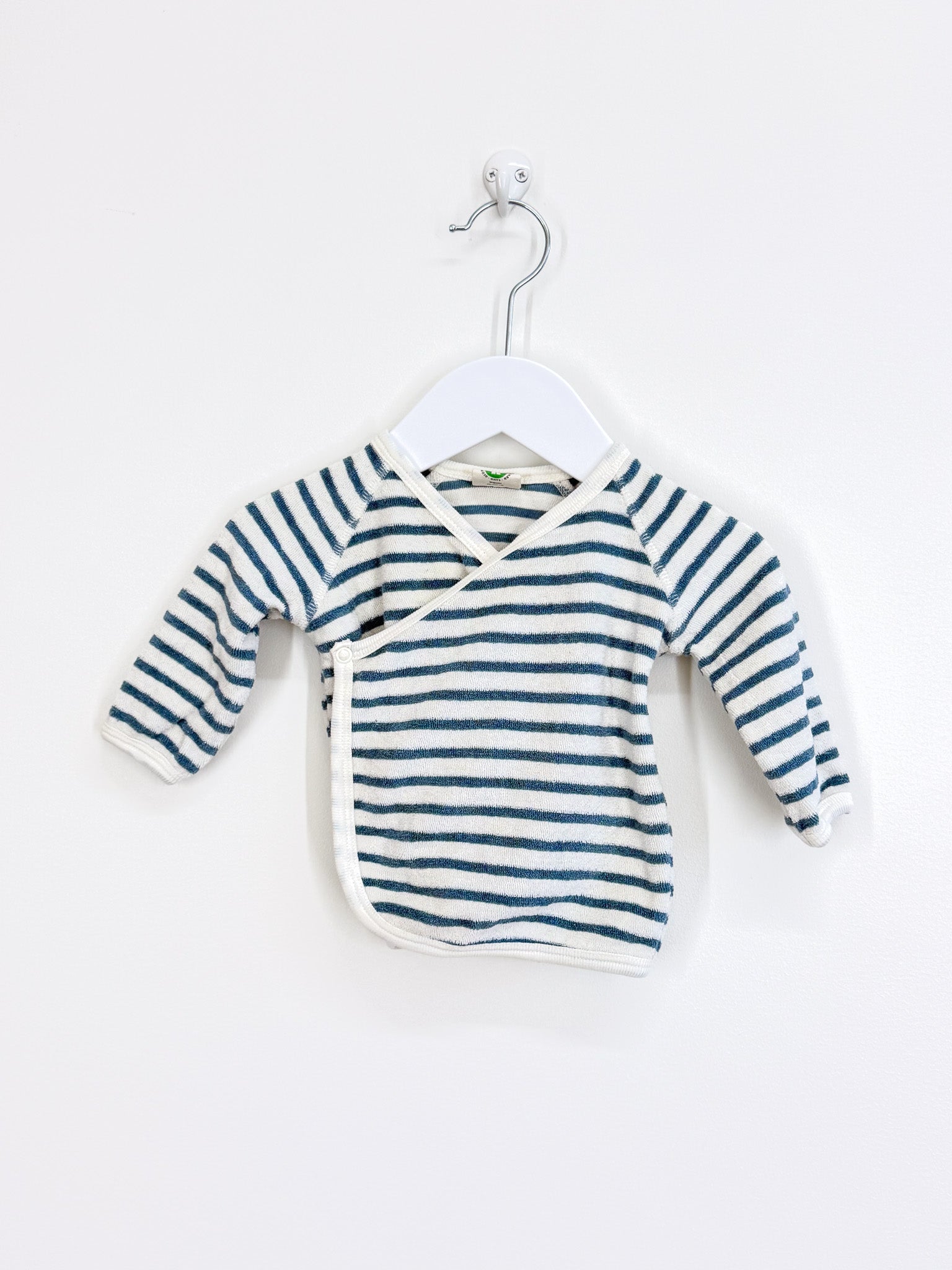 Nature Baby organic terry kimono top - sailor blue stripe (0-3m)