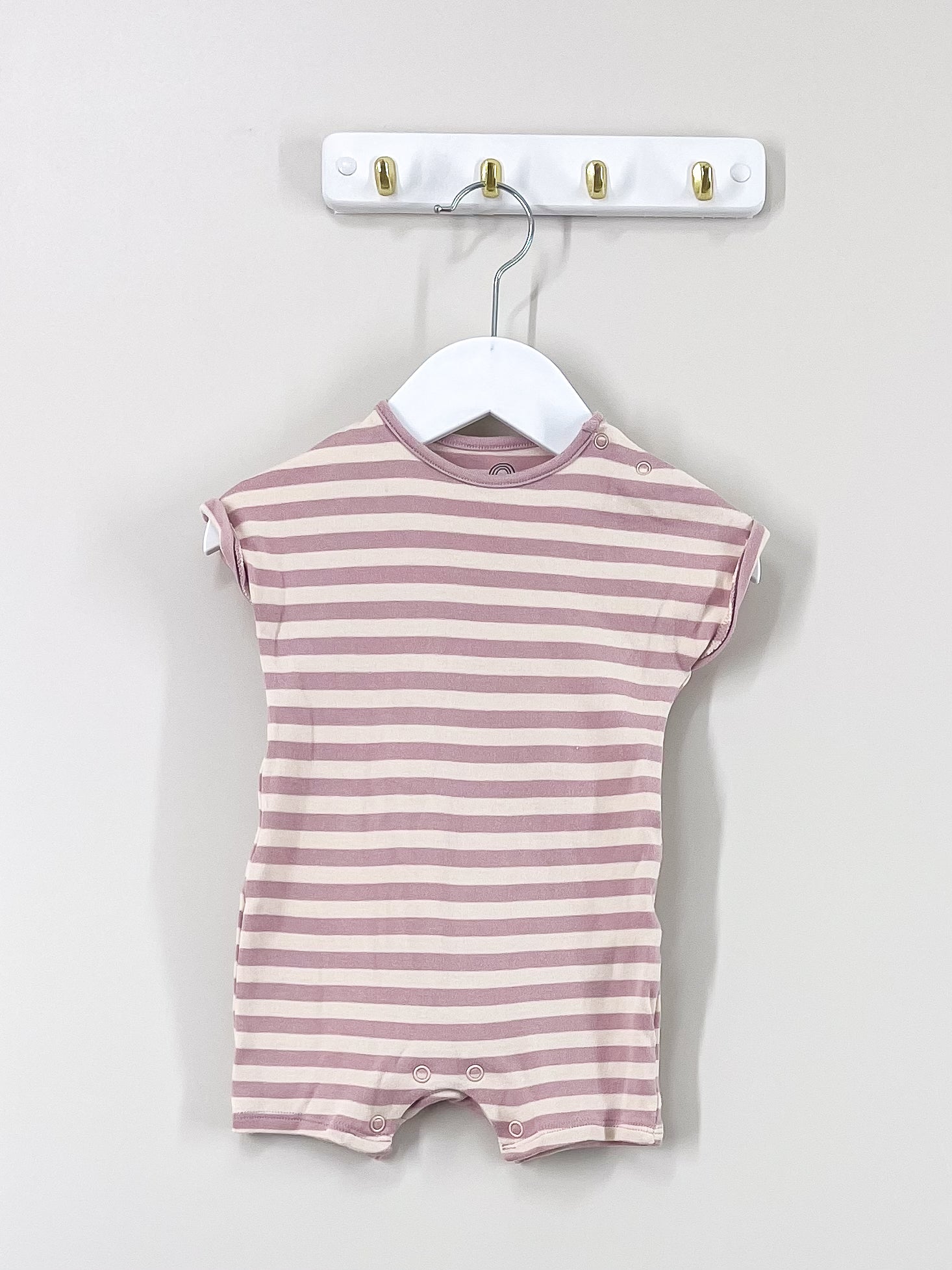 Next stripe shortie romper (3-6m)