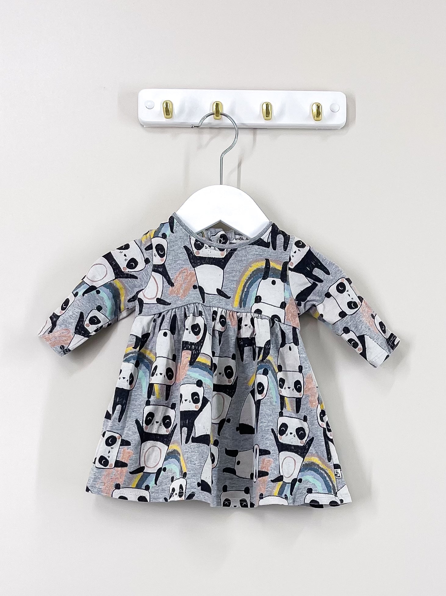 Next lightweight rainbow panda dress (newborn)