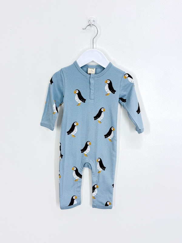 Nature Baby organic henley PJ suit - puffin (3-6m)