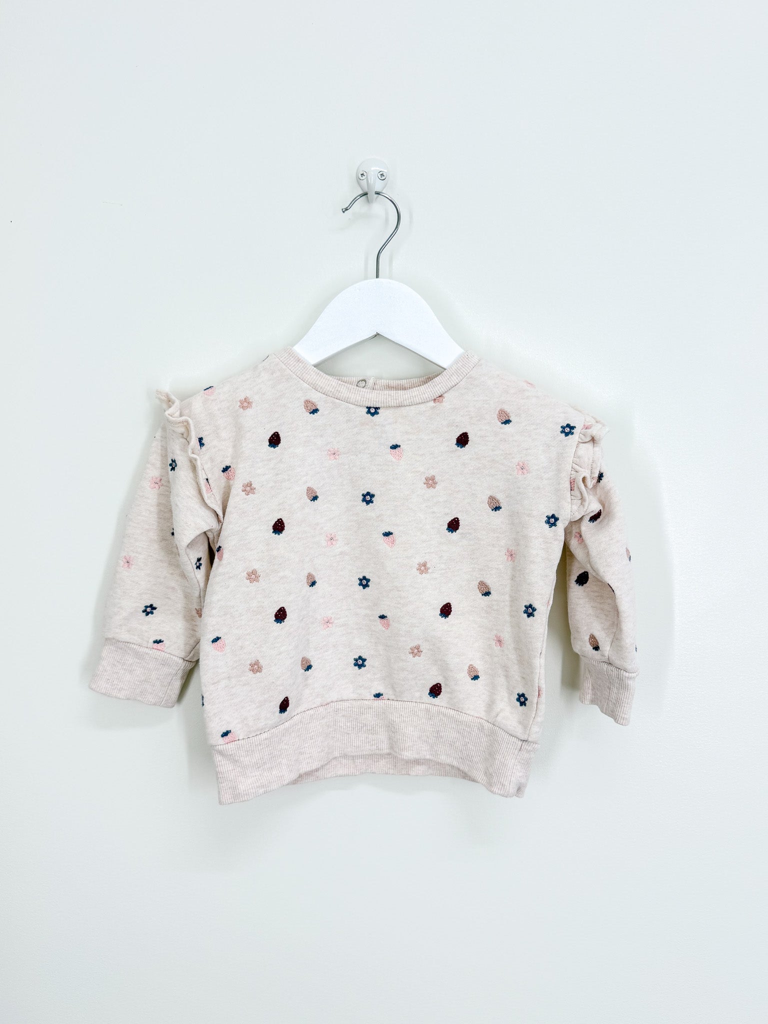 Teeny Weeny floral berry frill sweatshirt (18-24m)