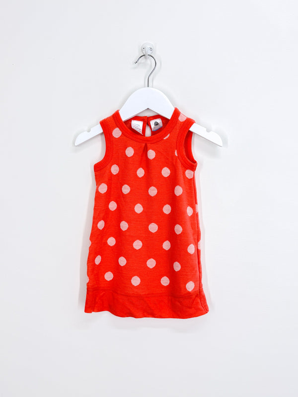 Teeny Weeny merino sleeveless dress - peach spot (1y)