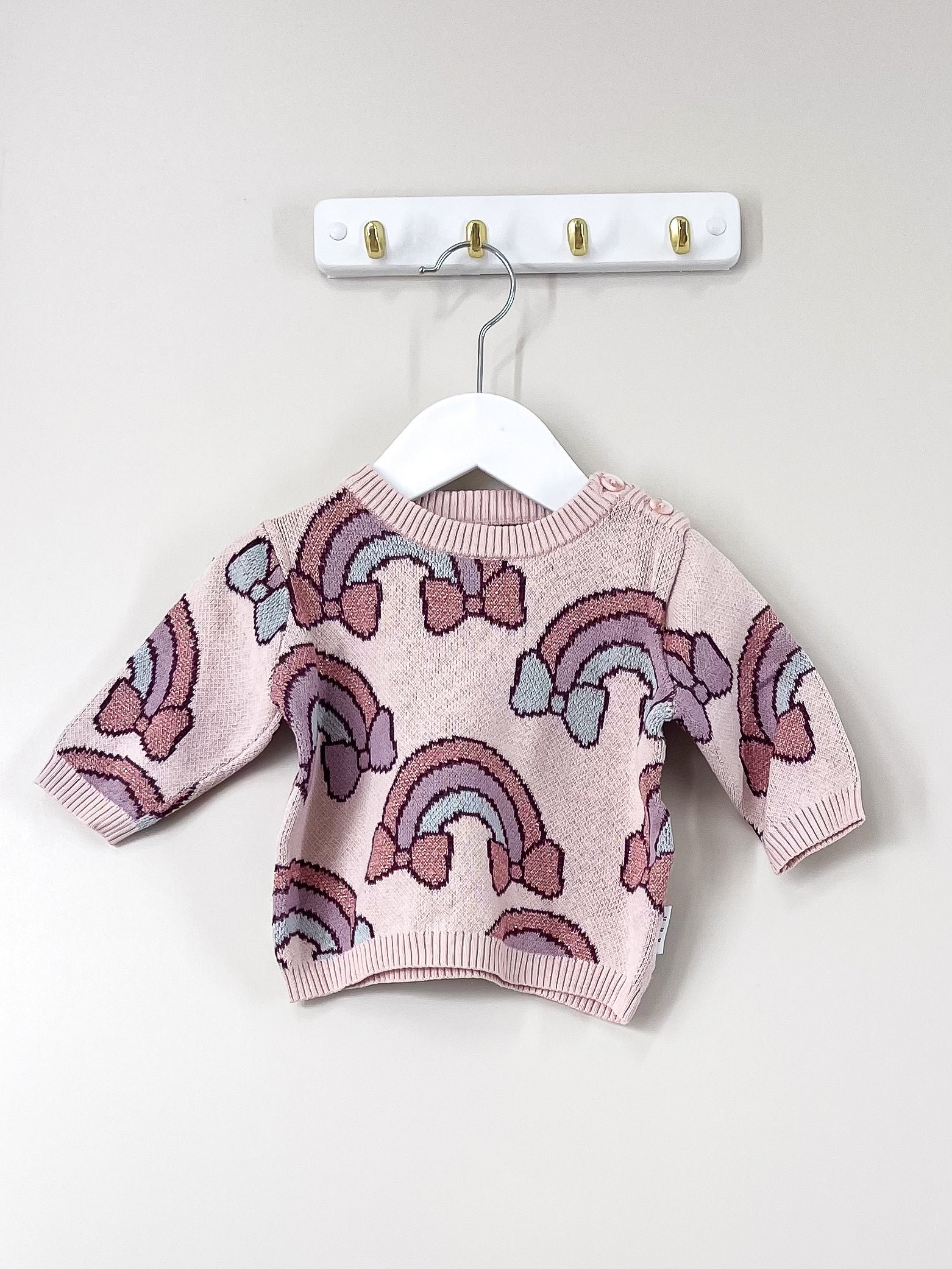 Hux organic rainbow bows knit jumper (6-12m)