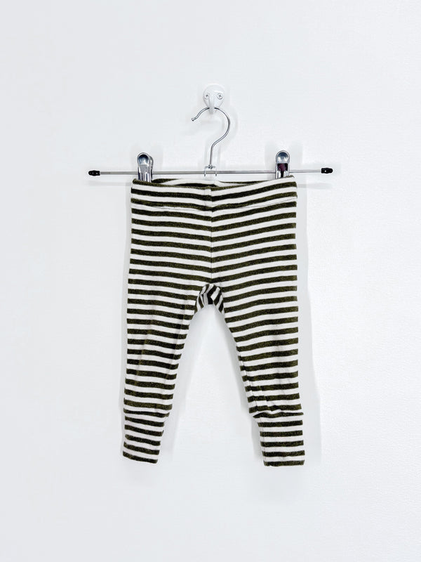 Superfit merino cotton leggings - green white stripe (0-3m)