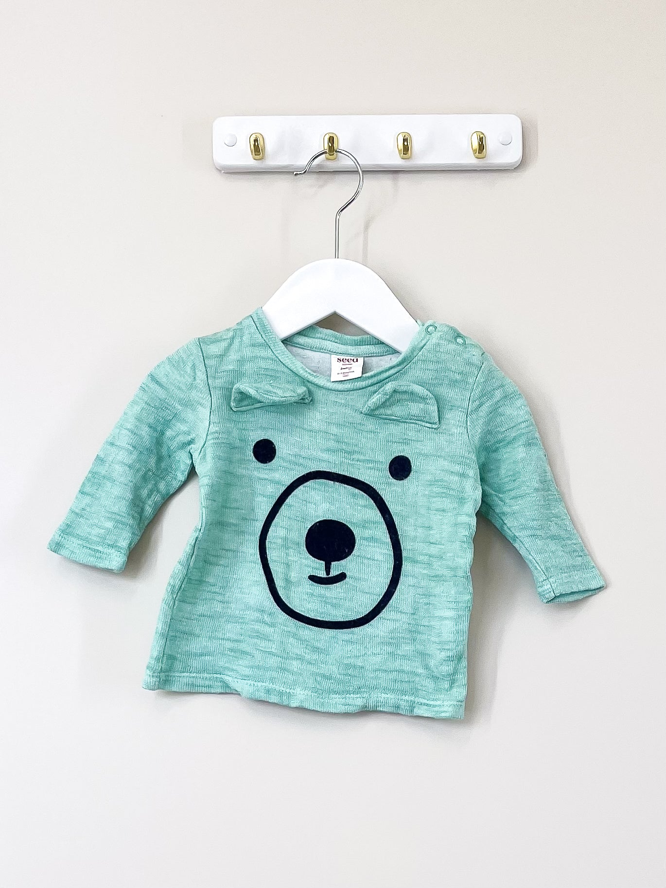 Seed bear long sleeve tee (0-3m)