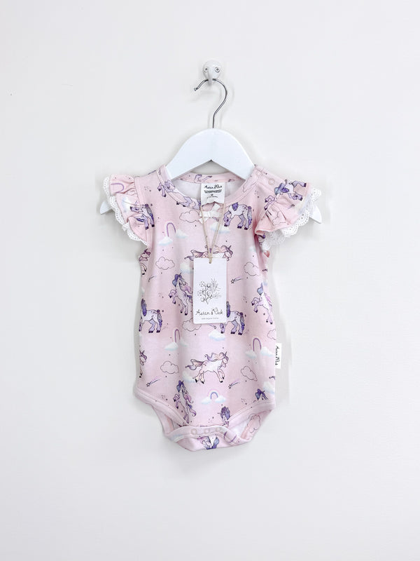 BNWT Aster & Oak lace unicorn bodysuit (6-12m)