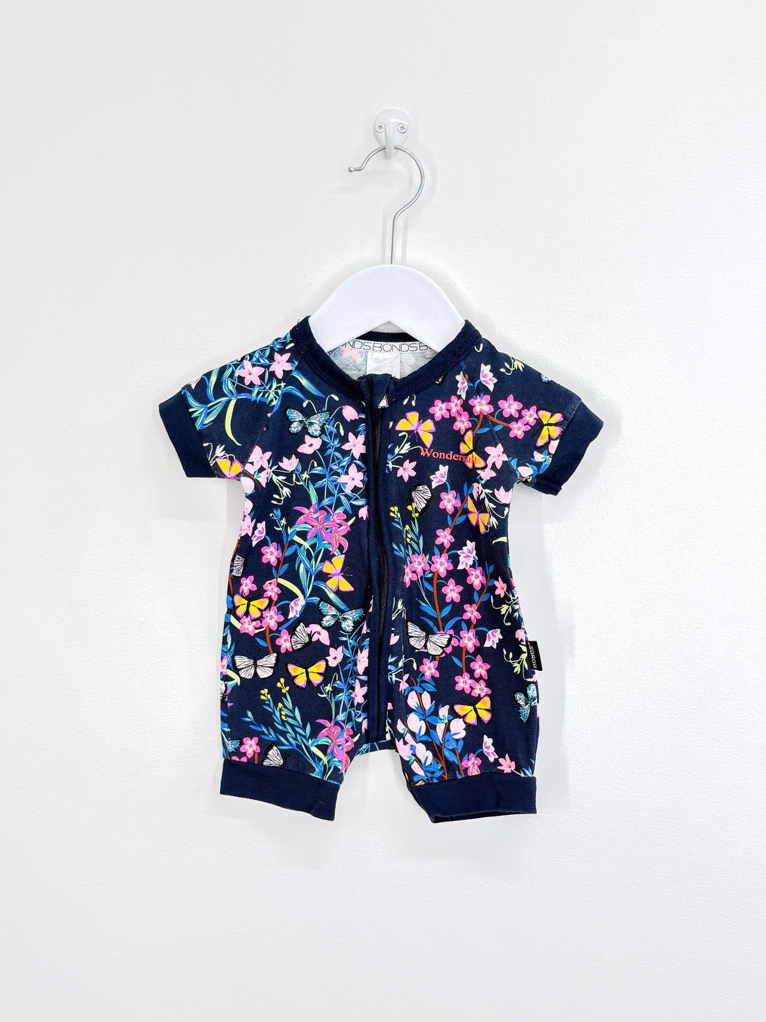 Bonds wondersuit - navy butterfly (newborn)