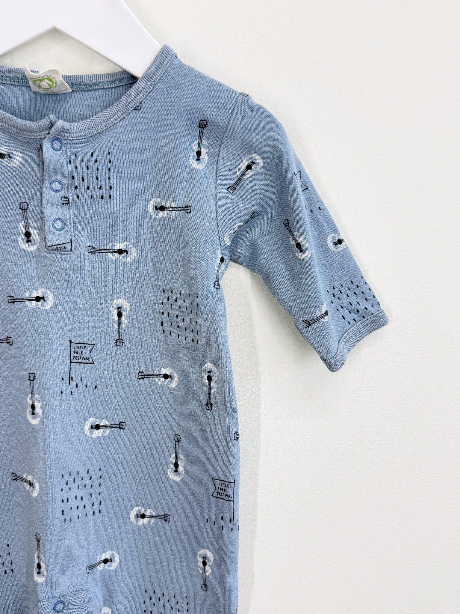 Nature Baby organic henley PJ suit - little folk festival (3-6m)