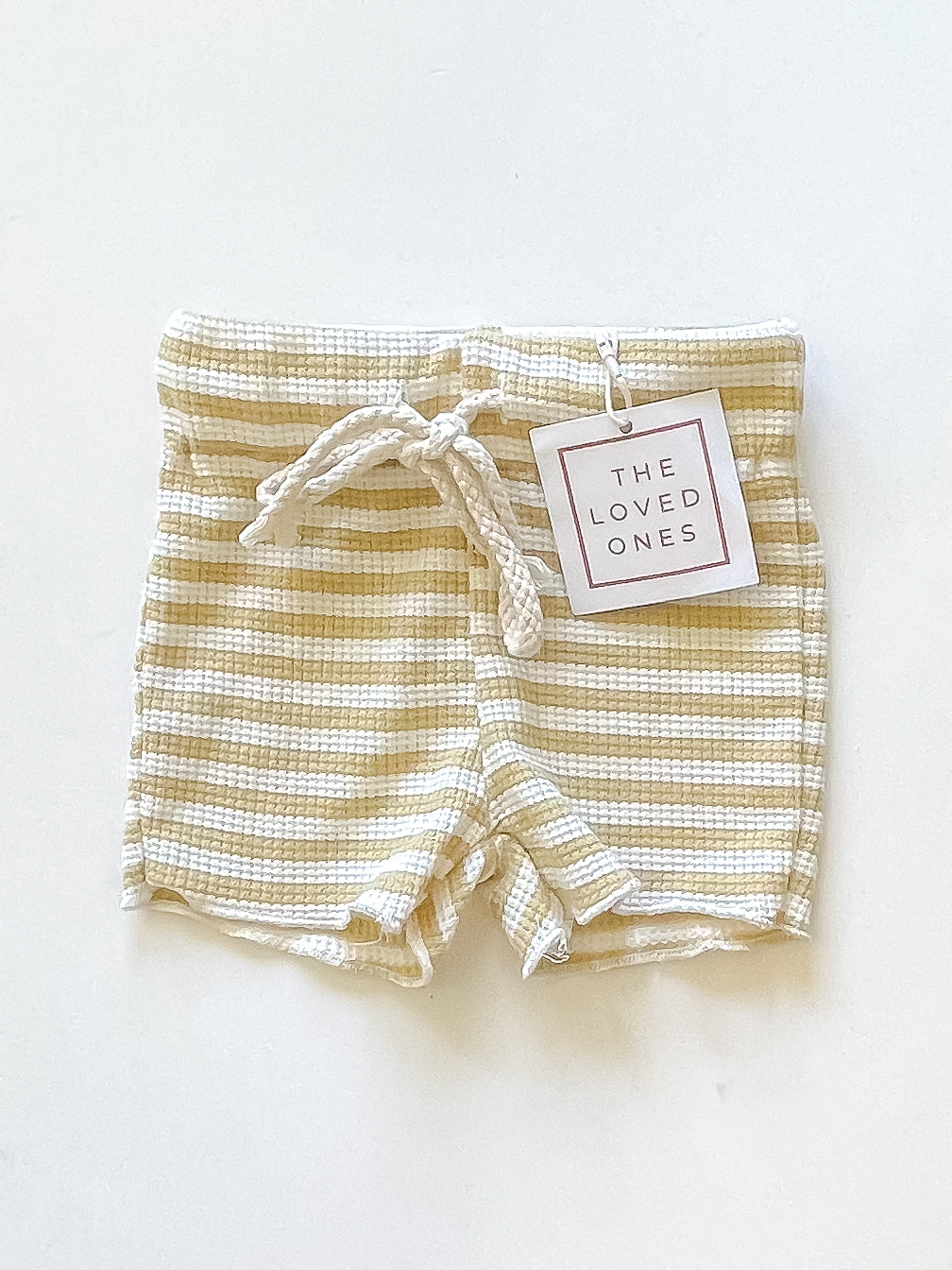 BNWT The Loved Ones striped waffle drawstring shorts (0-3m)