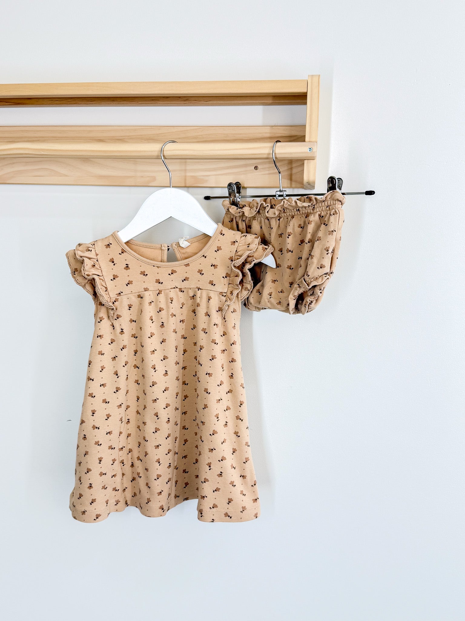 Quincy Mae organic flutter dress + bloomers tulips set (2-3)