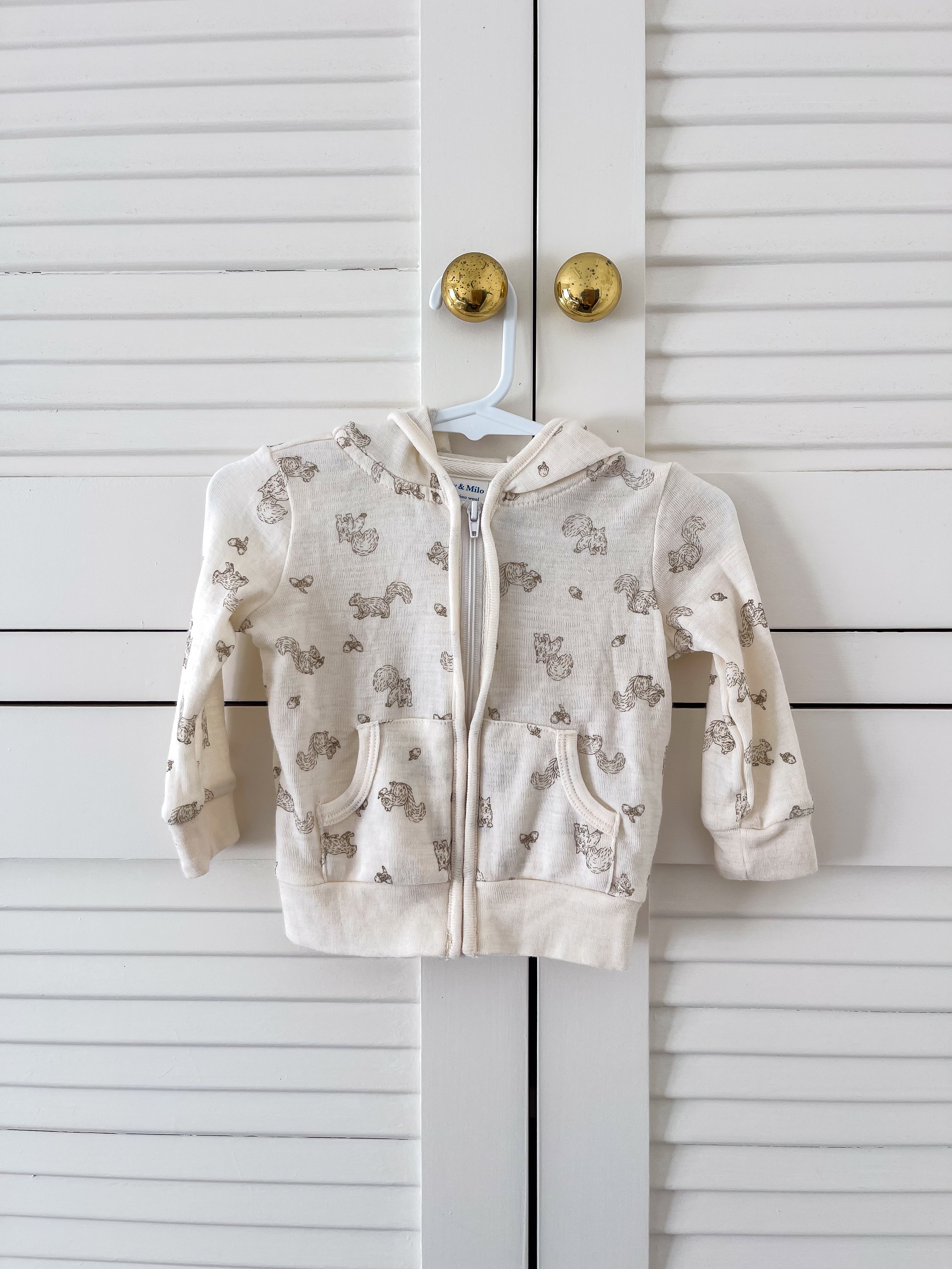 Milly & Milo merino zip hoodie - squirrel (0-3m)