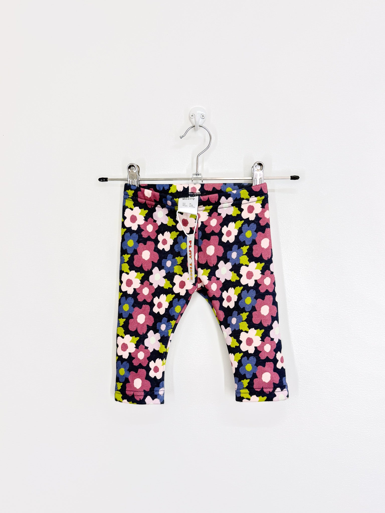 BNWT Teeny Weeny navy floral fleece leggings (3-6m)